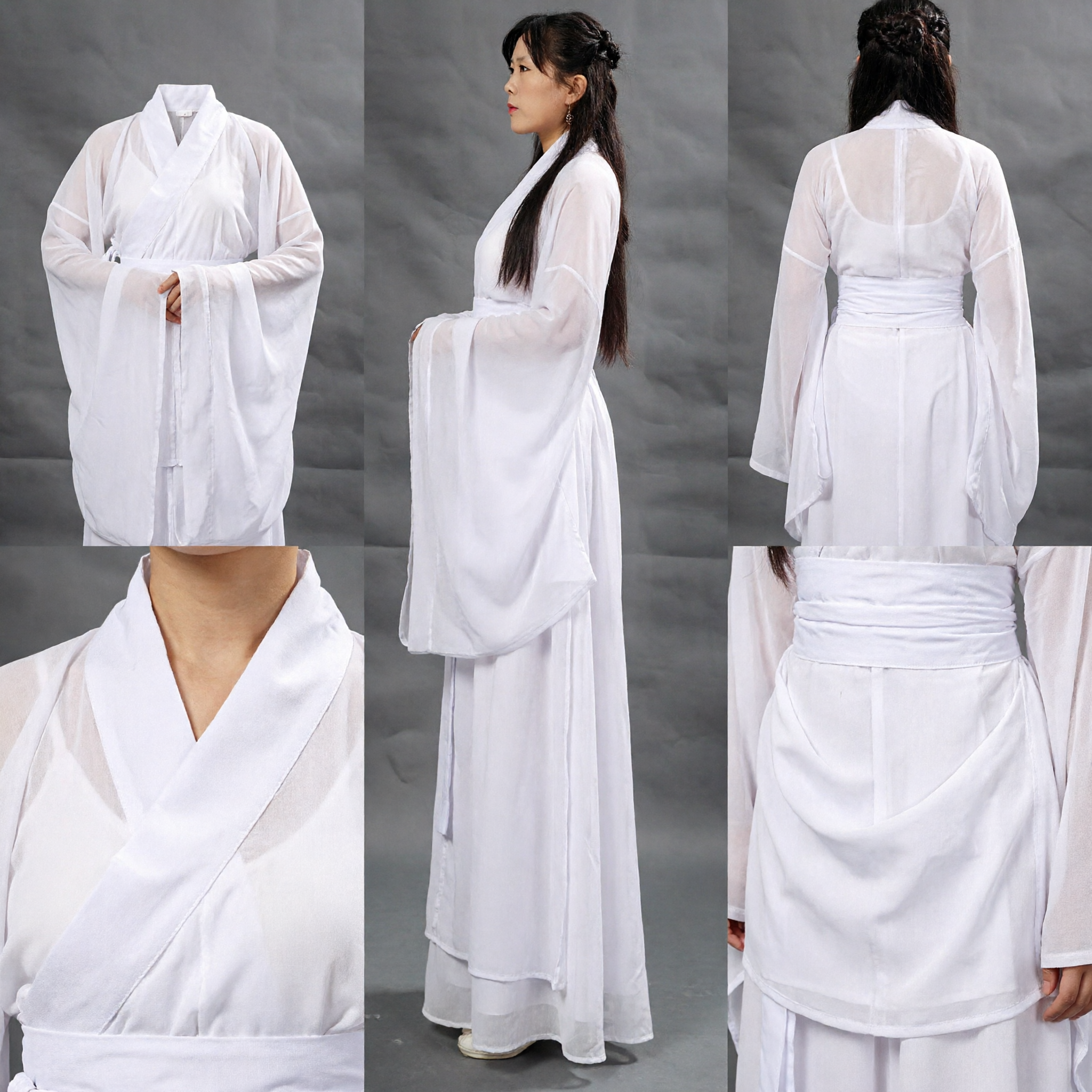 Women's Traditional Chinese White Hanfu Robe Ancient Wuxia Martial Arts Costume for Performance and Photography - Asian Costume