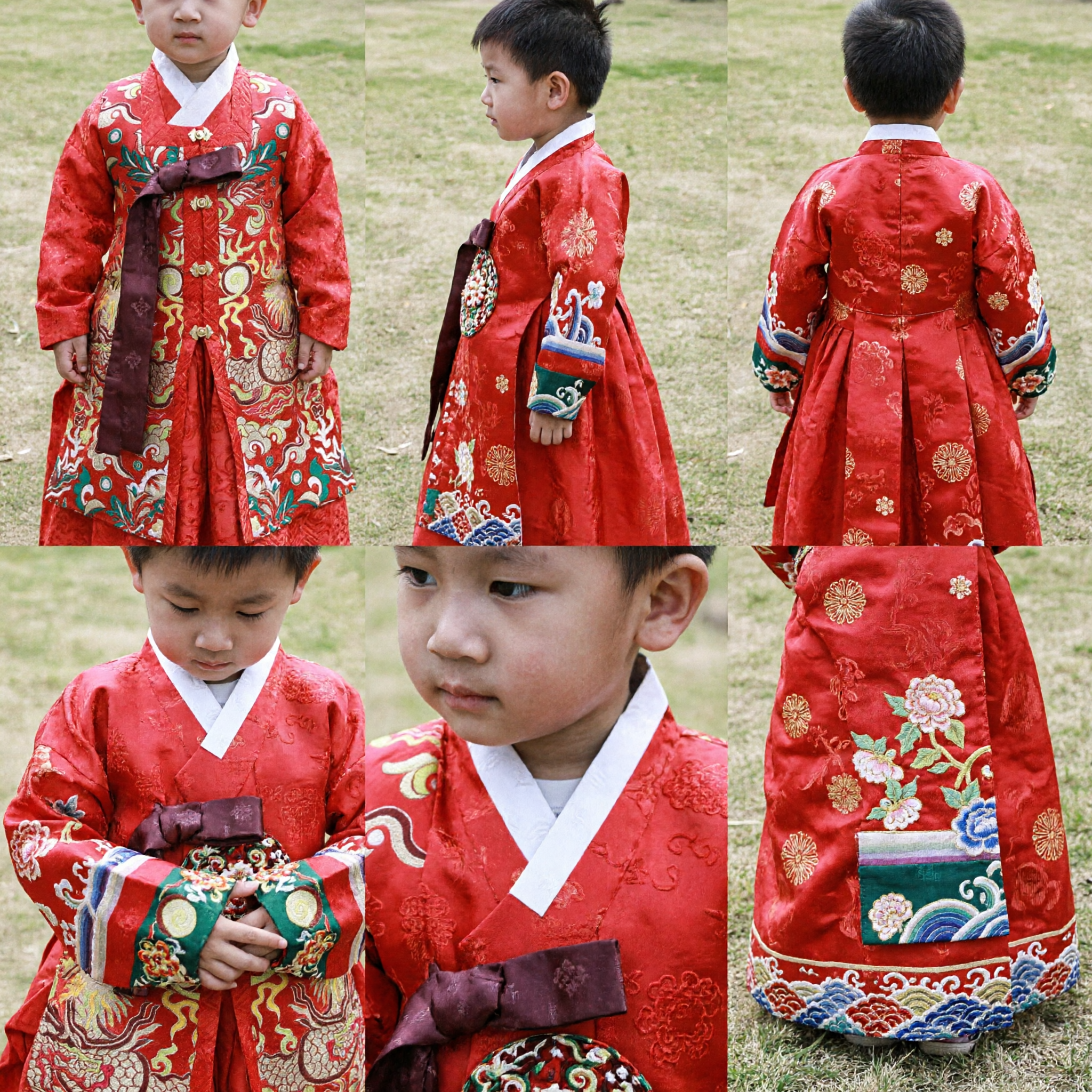 Boys Traditional Chinese Dragon Robe Red Hanfu Costume for Wedding and New Year Festival Kids Clothing - Asian Costume
