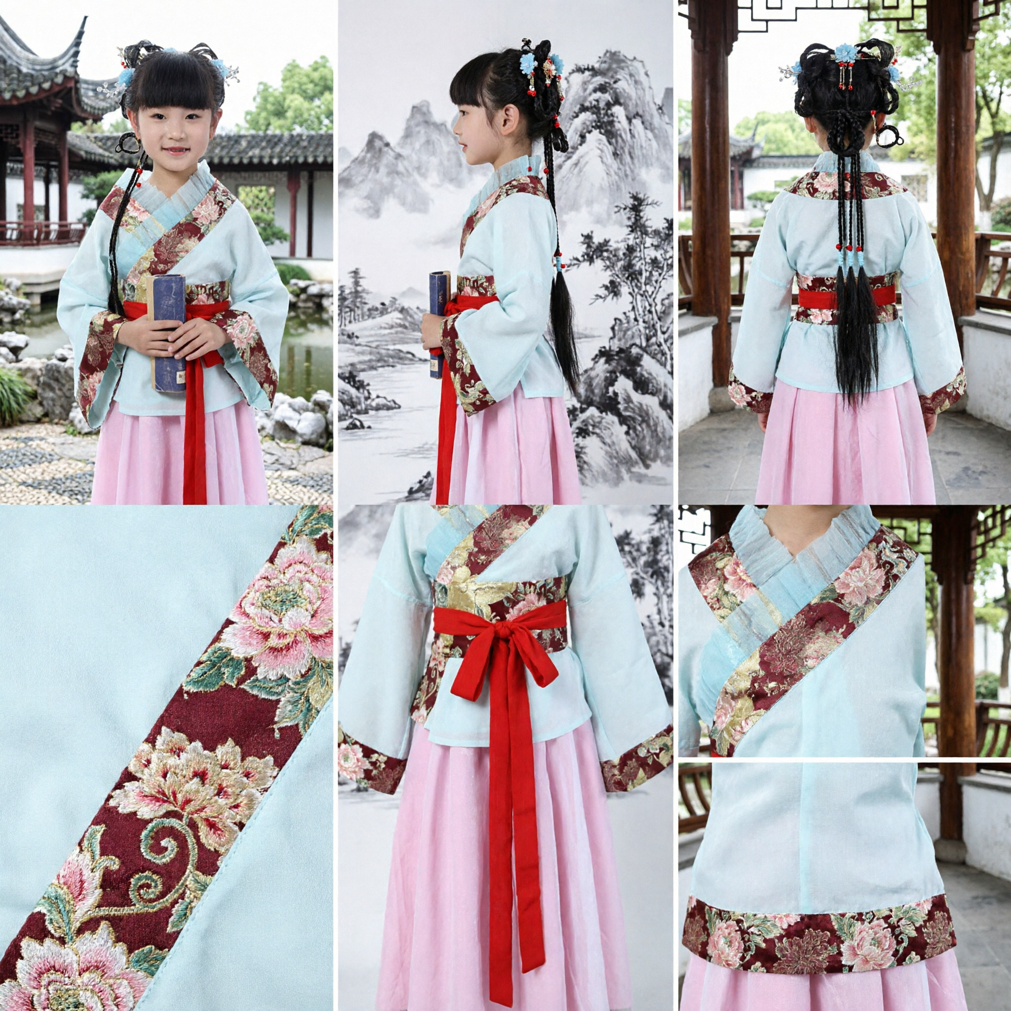 Kids Girls Traditional Chinese Hanfu Costume Ancient Princess Dress for Festival Performance and Photography - Asian Costume