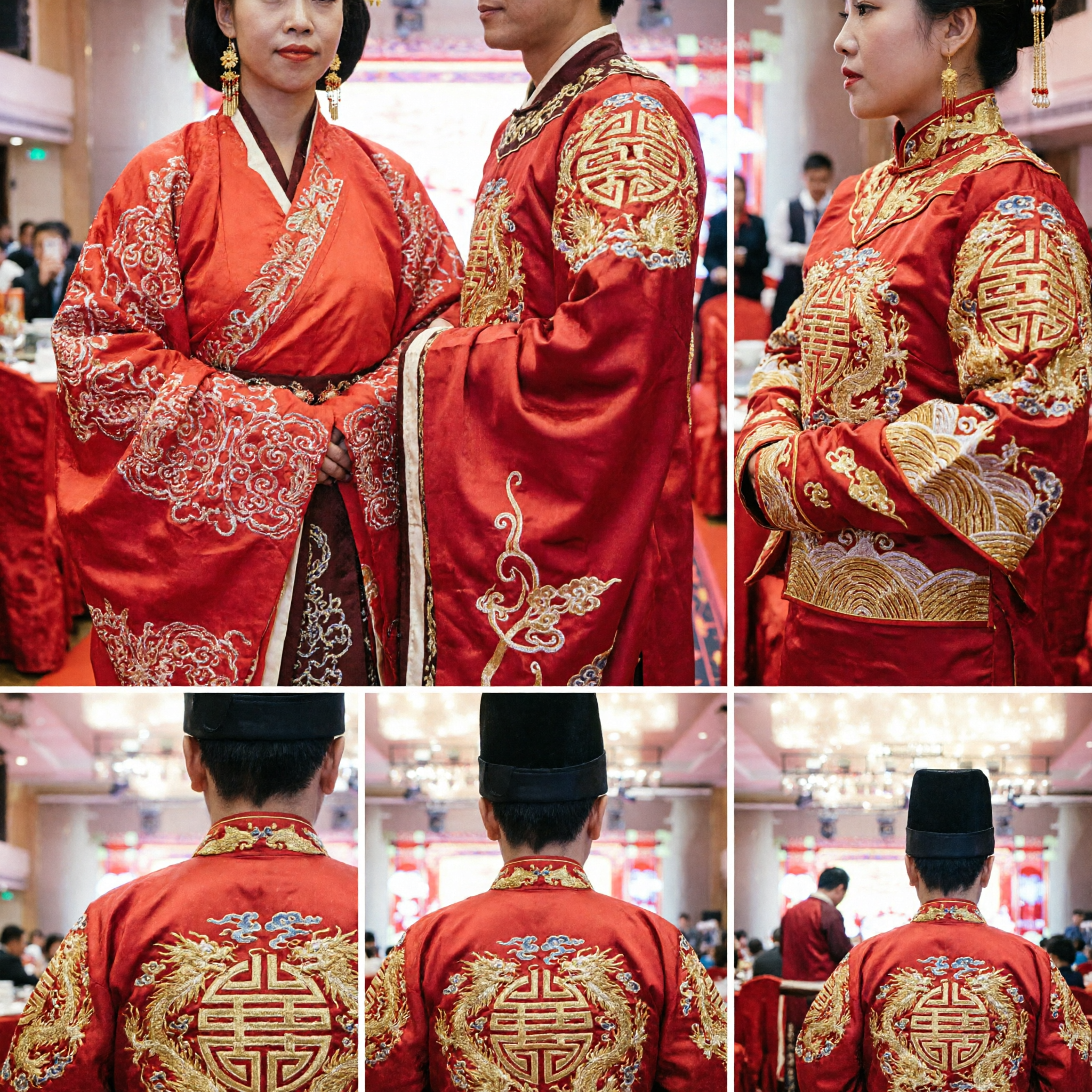 Traditional Chinese Wedding Costumes for Couple Ancient Han Dynasty Red Embroidered Hanfu Bride and Groom Set - Asian Costume
