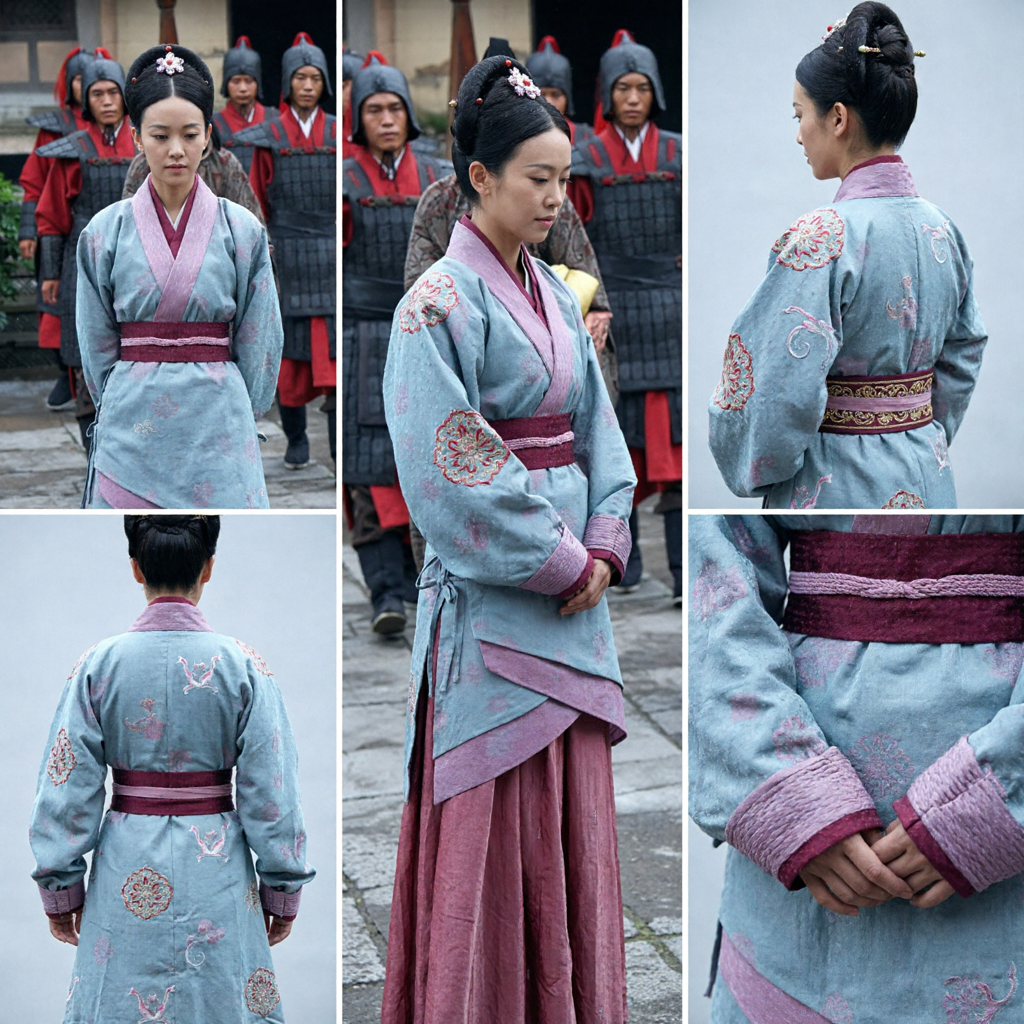 Ancient Chinese Hanfu Costume for Women Blue and Pink Traditional Robe Historical Drama Cosplay Outfit - Asian Costume