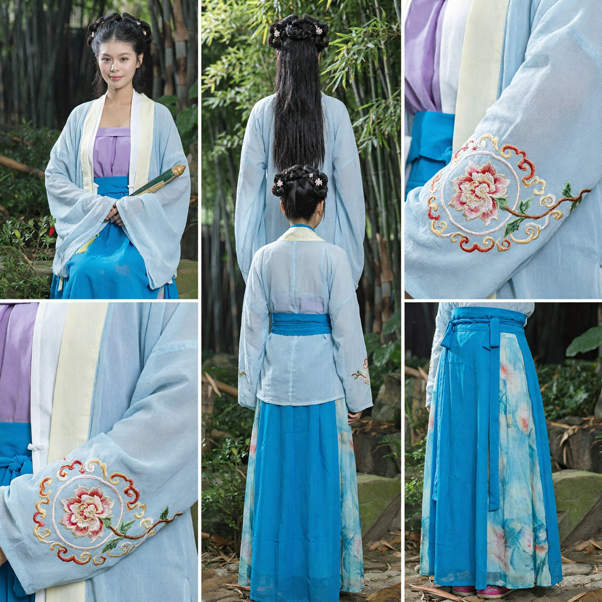 Elegant Traditional Chinese Hanfu Costume Women Ancient Blue Fairy Dress Tang Dynasty Clothing for Photography - Asian Costume