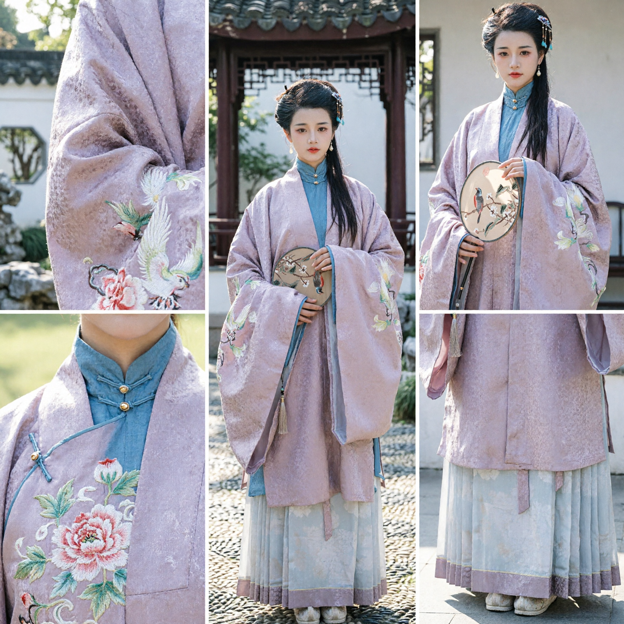 Elegant Purple Hanfu Traditional Chinese Ancient Costume for Women Complete Embroidered Robe and Skirt Set for Cosplay - Asian Costume