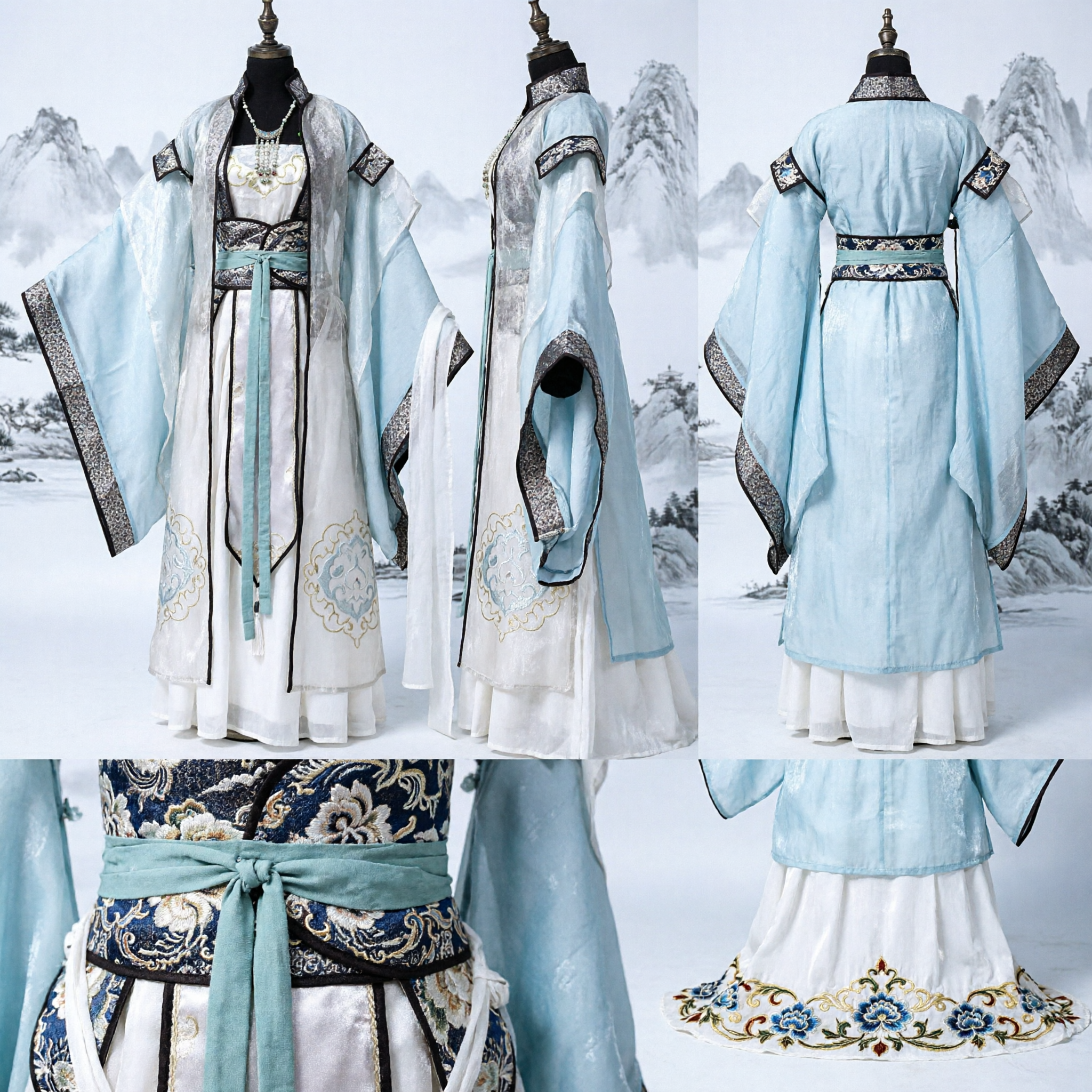 Traditional Chinese Hanfu Ancient Fairy Costume Embroidered Wide Sleeve Robe for Women Cosplay Performance - Asian Costume