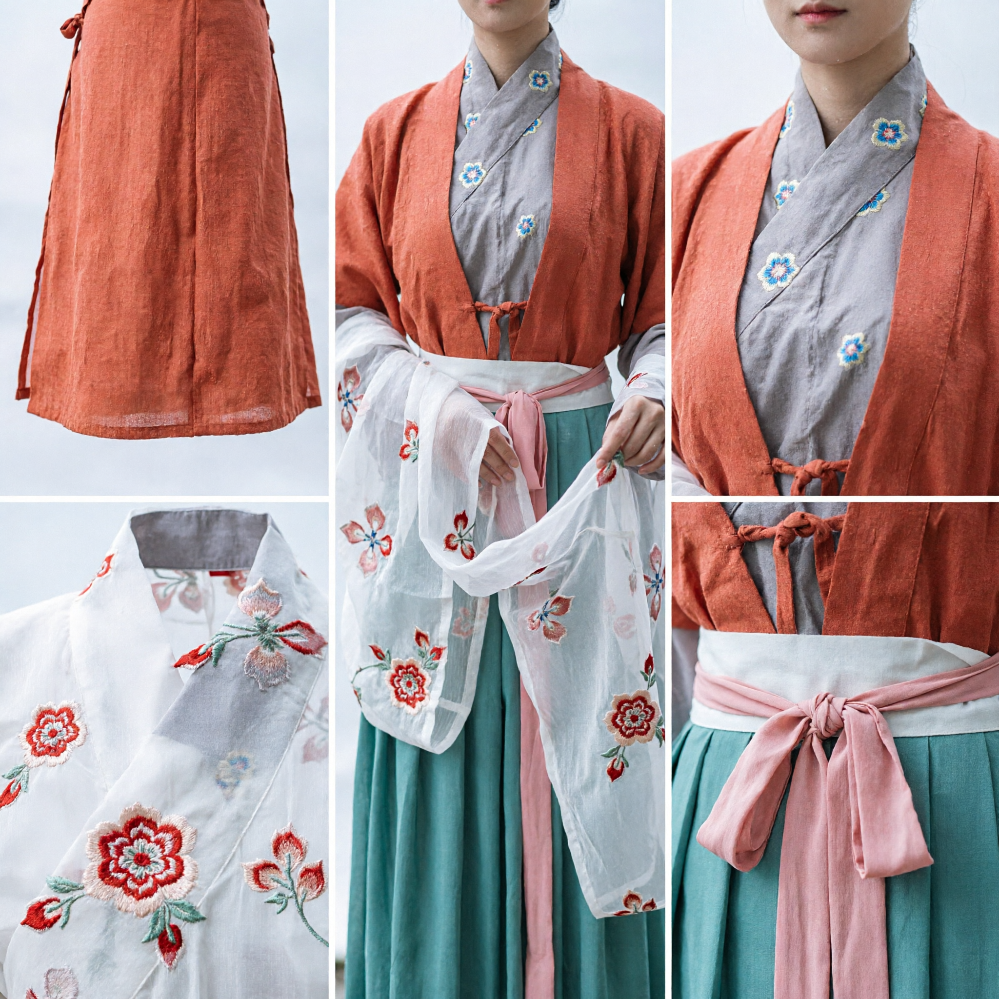 Elegant Chinese Hanfu Traditional Clothing Set Women Ancient Lady Costume Orange Jacket Green Skirt for Cosplay Photography - Asian Costume