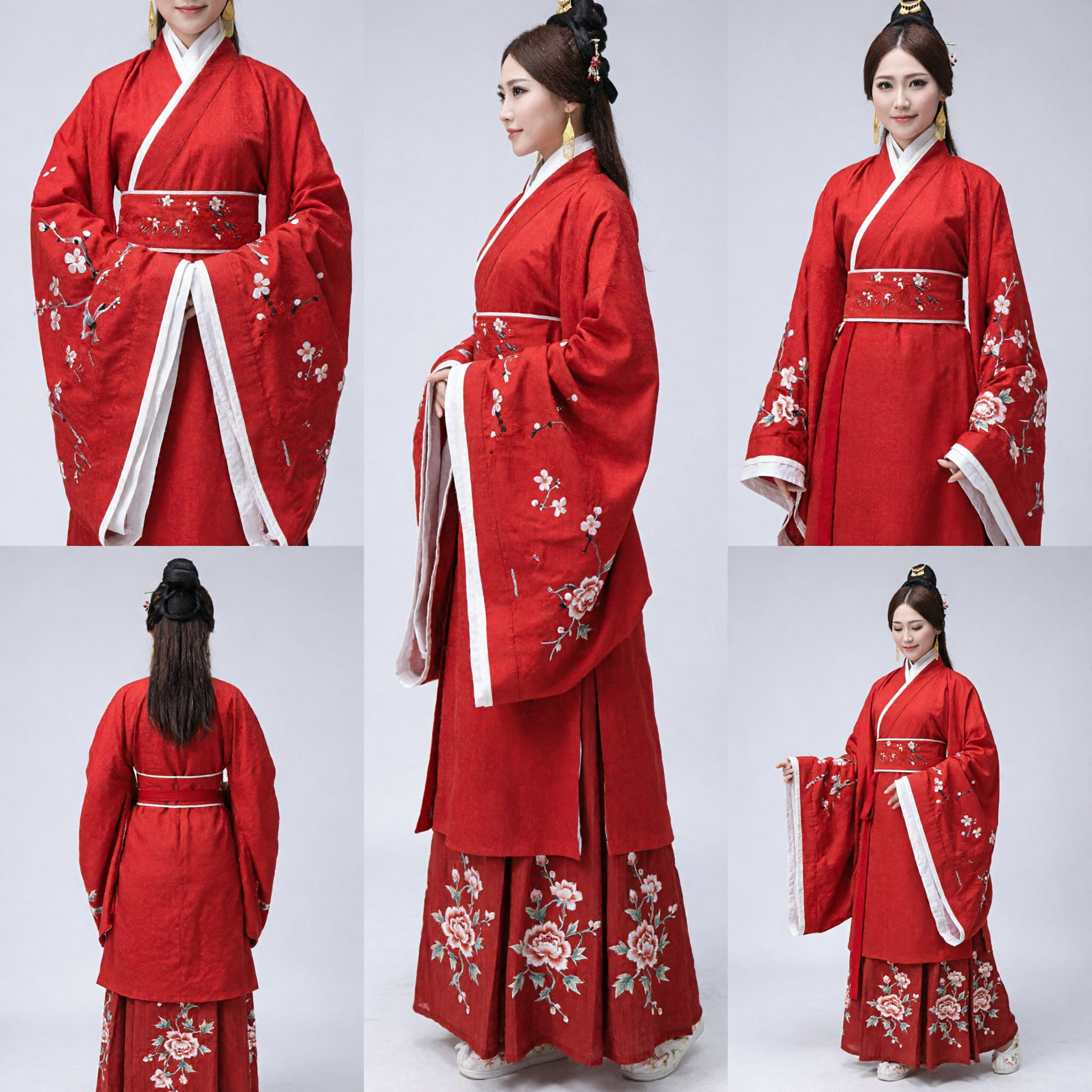 Traditional Chinese Hanfu Red Ancient Costume Han Dynasty Embroidered Robe for Women Wedding Performance - Asian Costume
