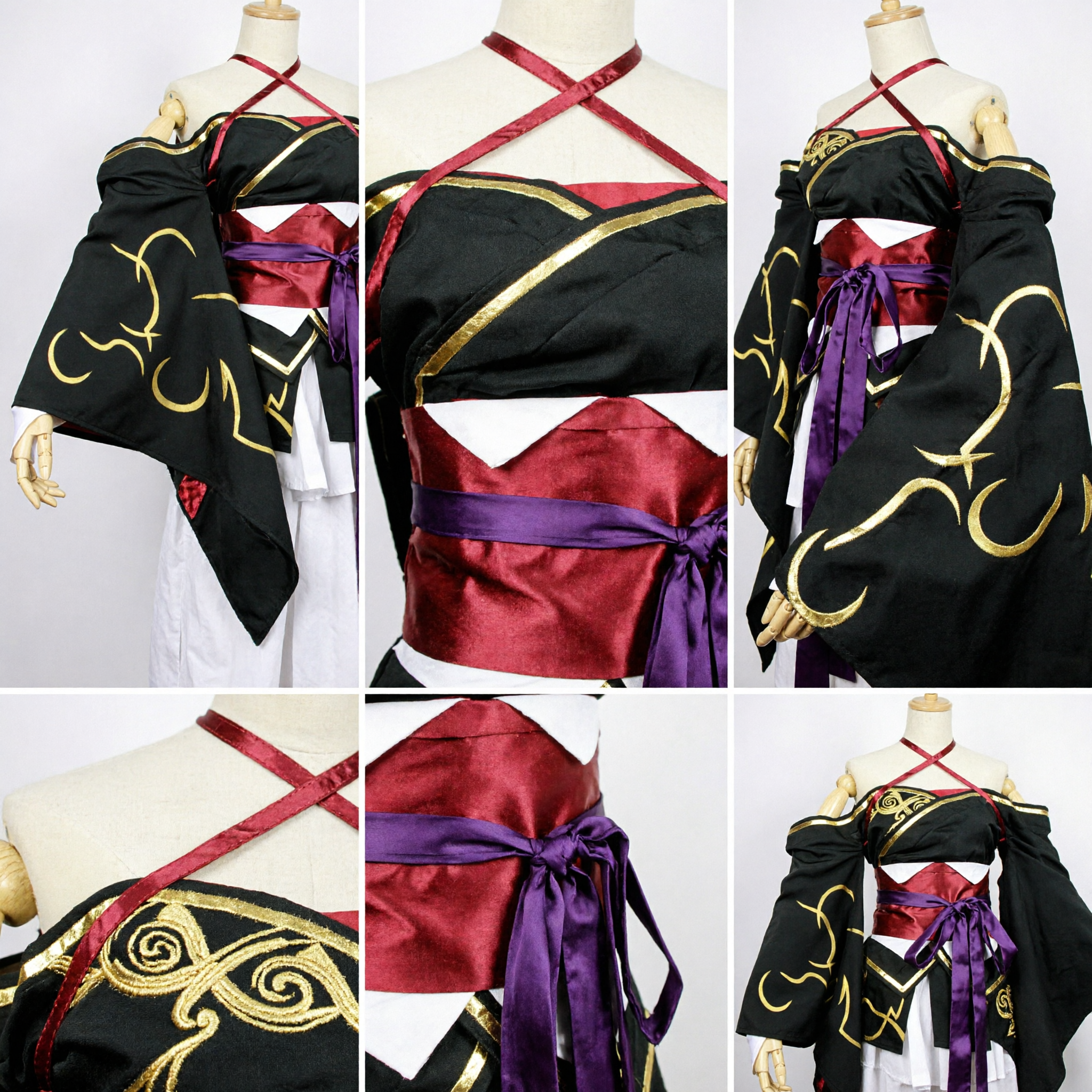 Traditional Chinese Hanfu Black Robe Costume with Gold Embroidery for Women Ancient Knight Cosplay Performance - Asian Costume