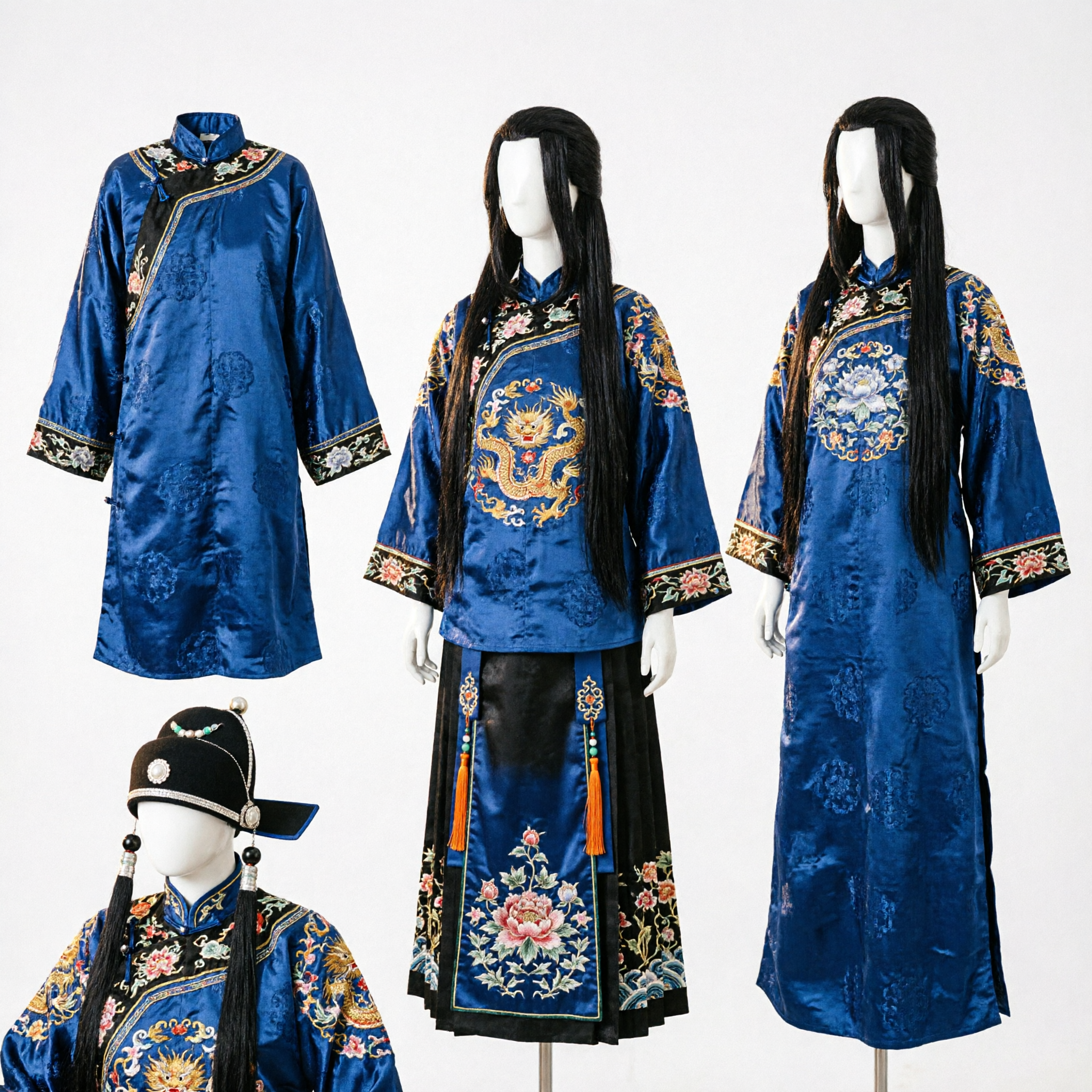 Ancient Chinese Hanfu Wig Long Black Hairpiece Traditional Costume Hair with Accessories for Women Cosplay - Asian Costume