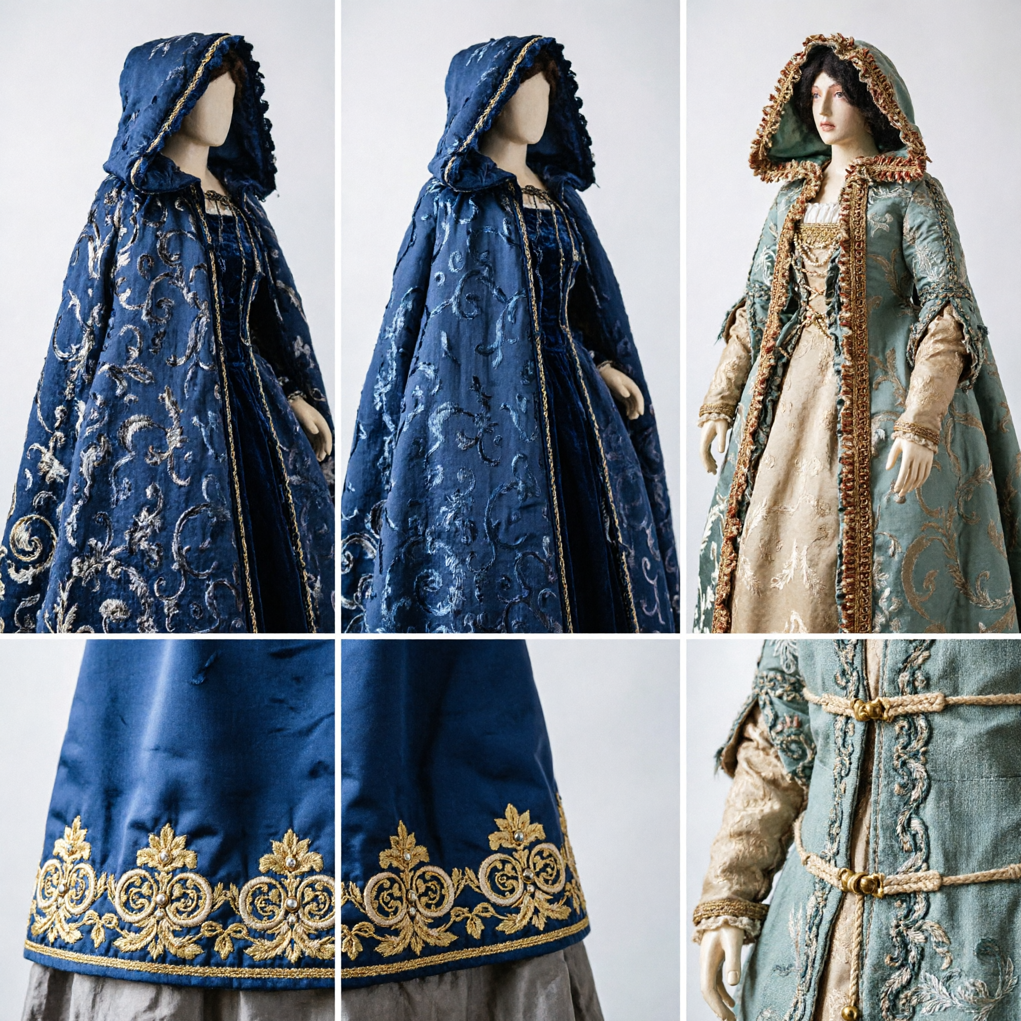 Women's Elegant Medieval Renaissance Velvet Hooded Cloak Cape for Fantasy Cosplay LARP and Halloween - Asian Costume