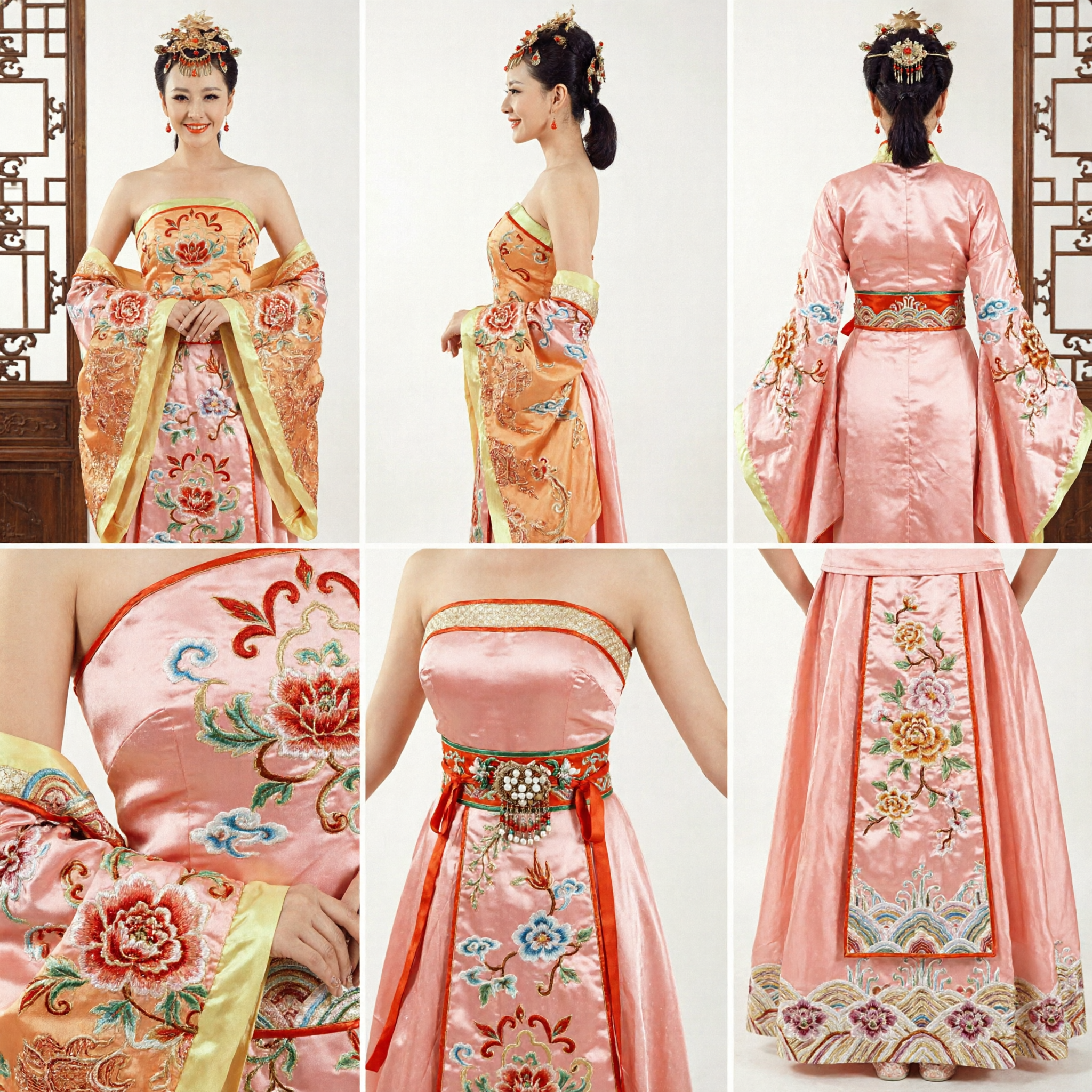 Traditional Chinese Ancient Empress Costume Yellow Embroidered Hanfu Bridal Wedding Dress for Women Stage Performance - Asian Costume