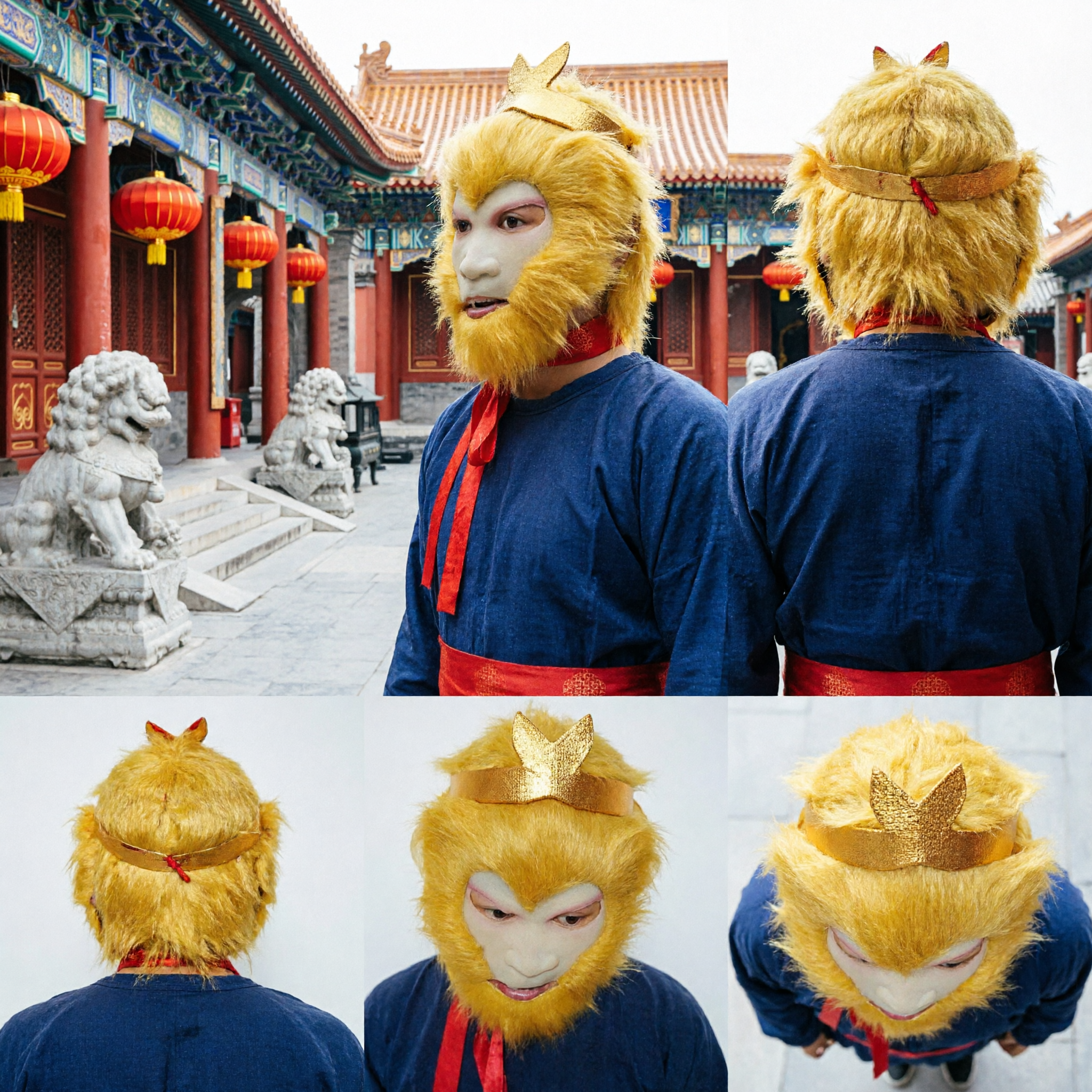 Monkey King Sun Wukong Mask with Golden Headband for Journey to the West Cosplay Halloween Costume - Asian Costume