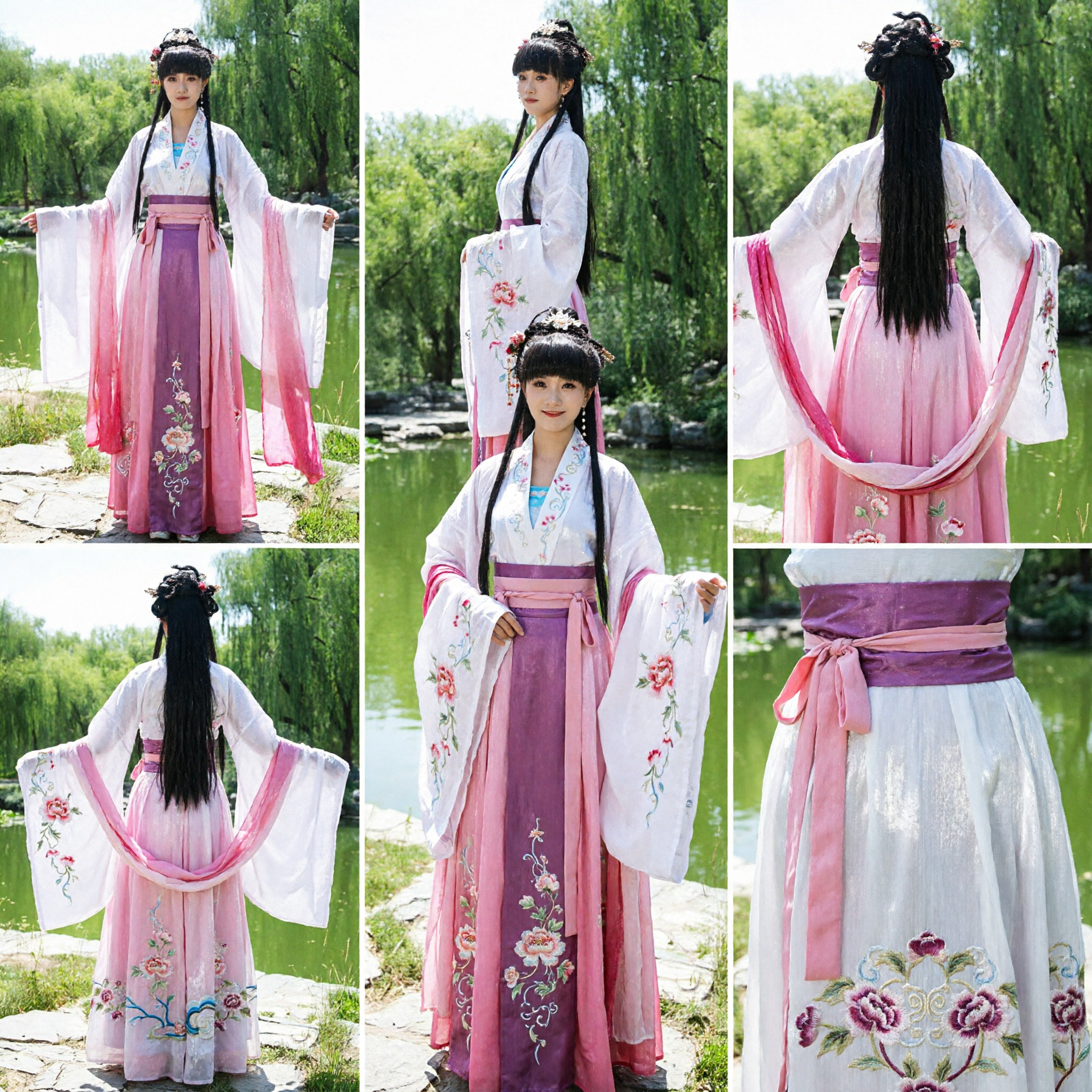 Traditional Chinese Hanfu Costume Pink Gradient Fairy Dress Tang Dynasty Princess Outfit for Women Cosplay - Asian Costume