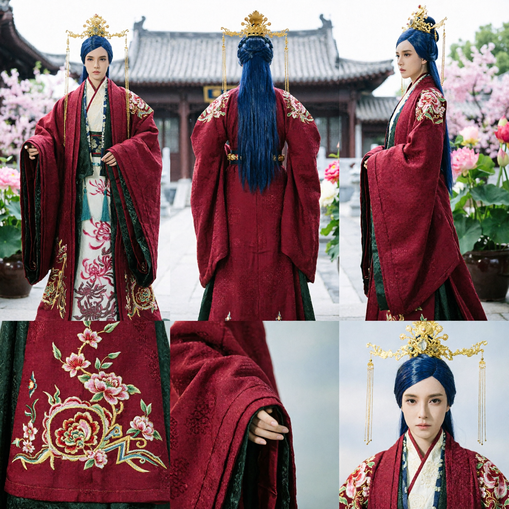 Ancient Chinese Traditional Hanfu Costume for Male Dolls Red Imperial Robe with Crown Headpiece Cosplay - Asian Costume