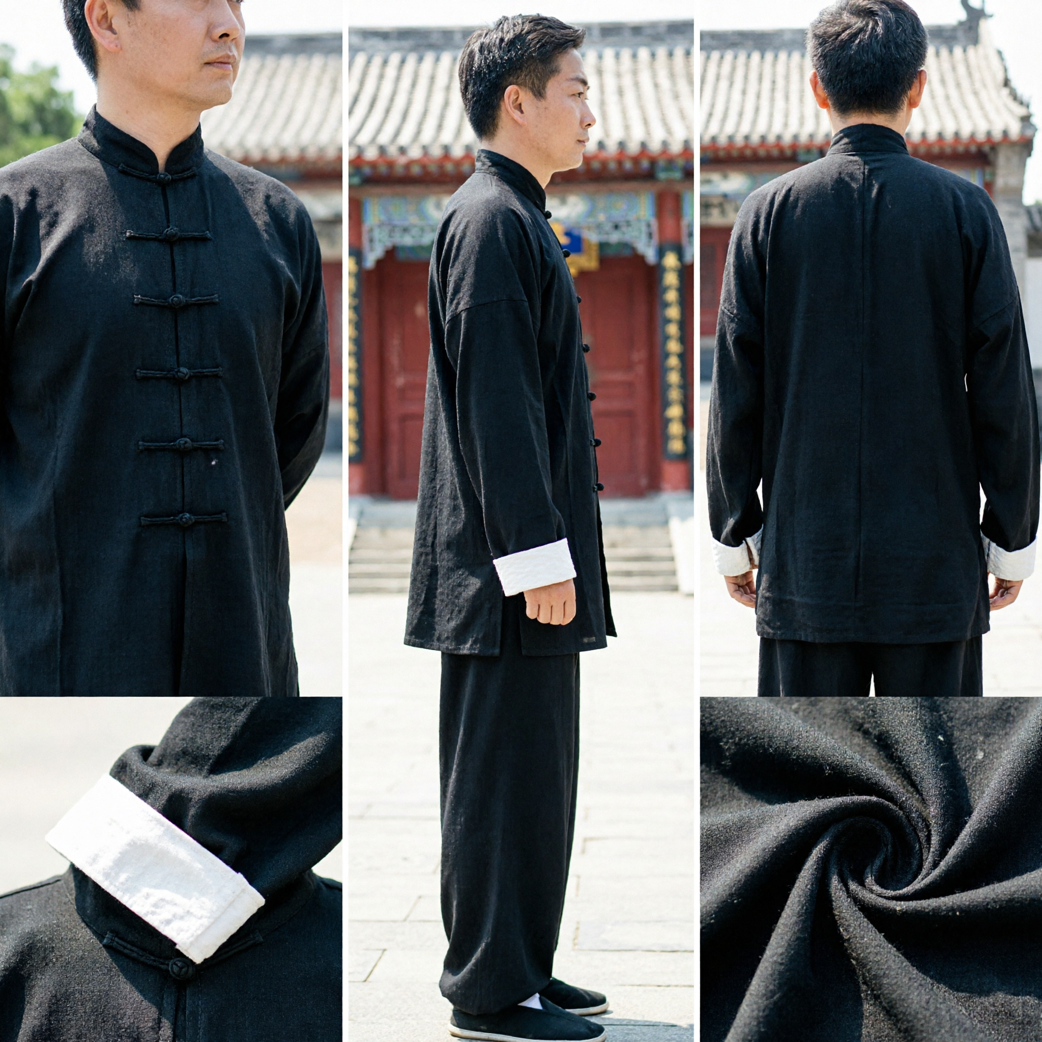 Men's Black Traditional Chinese Kung Fu Uniform Tai Chi Martial Arts Tang Suit Costume Set - Asian Costume