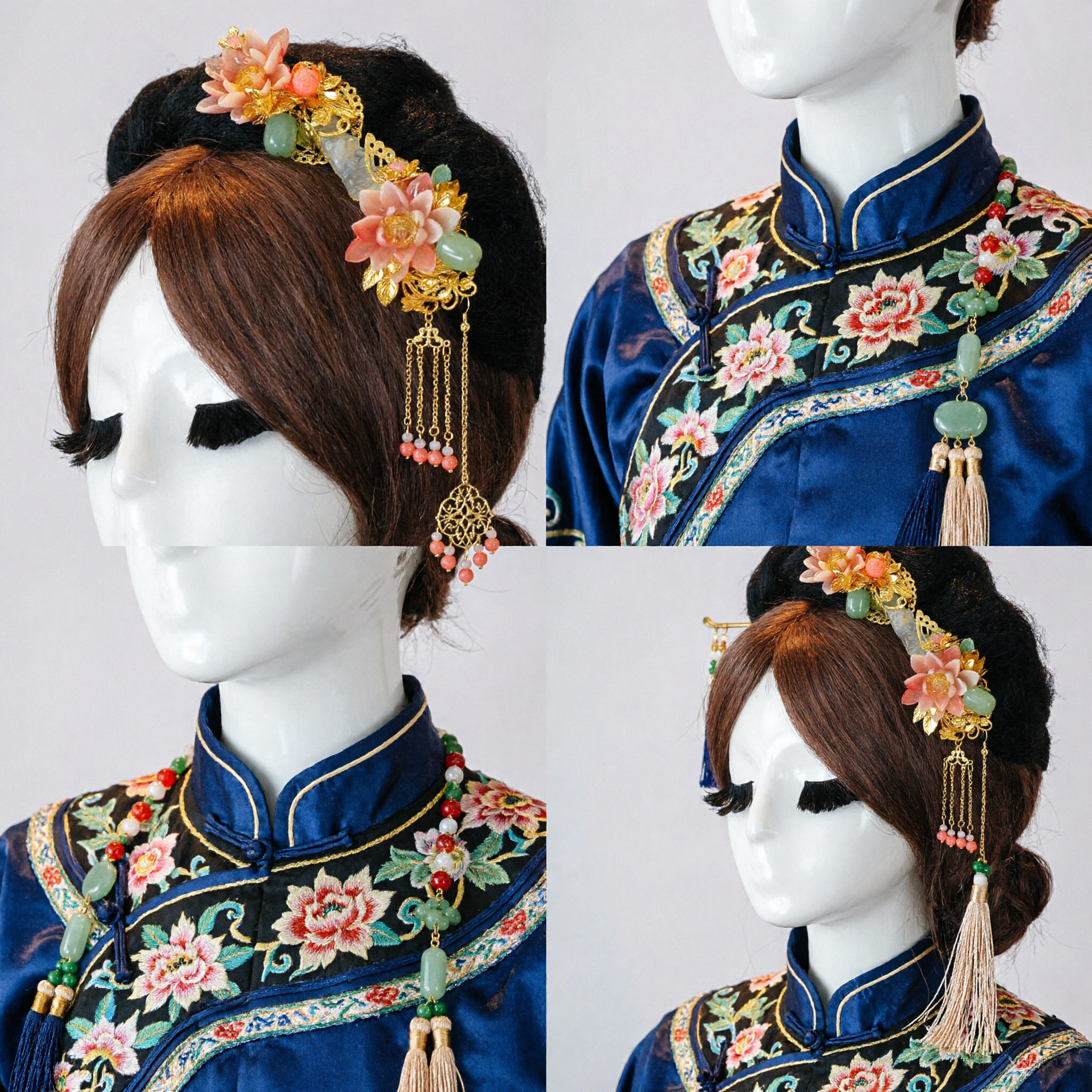 Traditional Chinese Hanfu Hair Accessories Ancient Palace Lotus Flower Hairpin Gold Headpiece for Women Wedding - Asian Costume