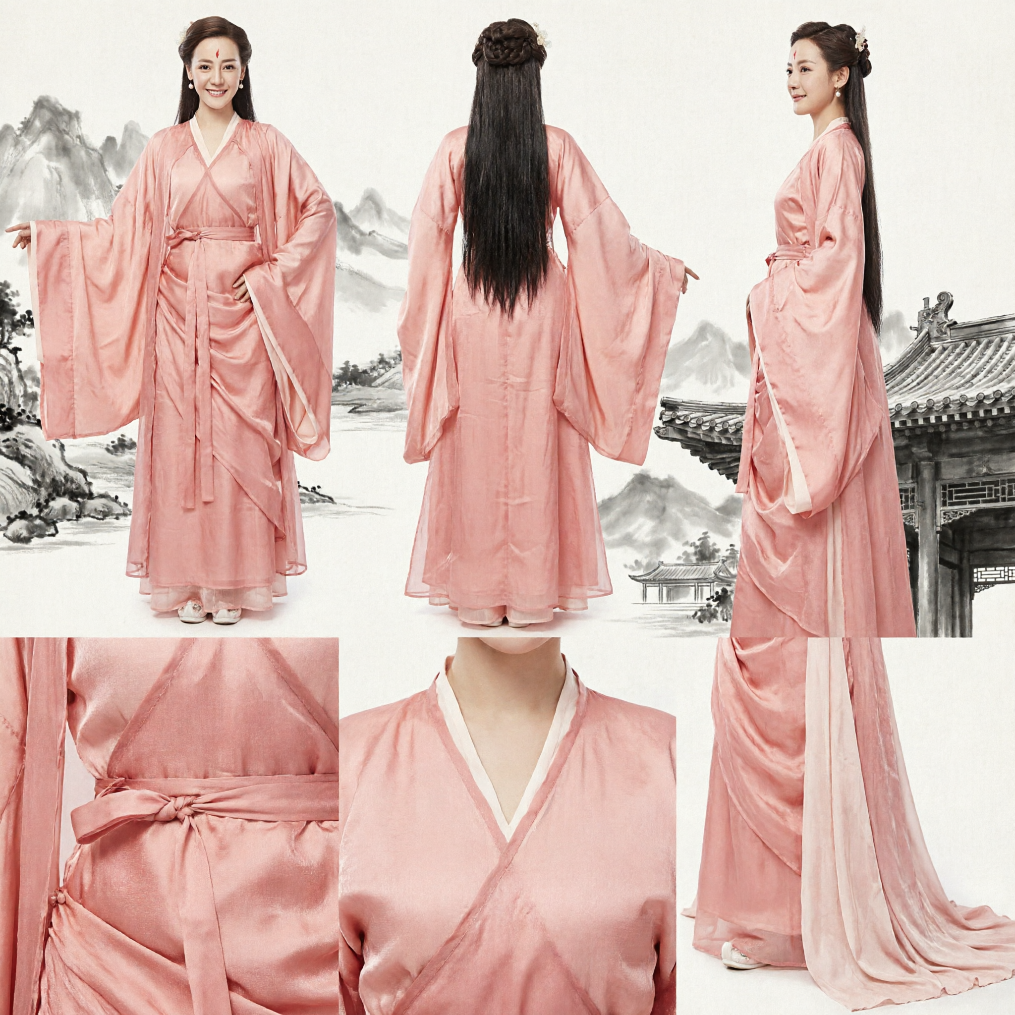 Elegant Pink Ancient Chinese Hanfu Traditional Costume for Women Fairy Cosplay Dress Performance Outfit - Asian Costume