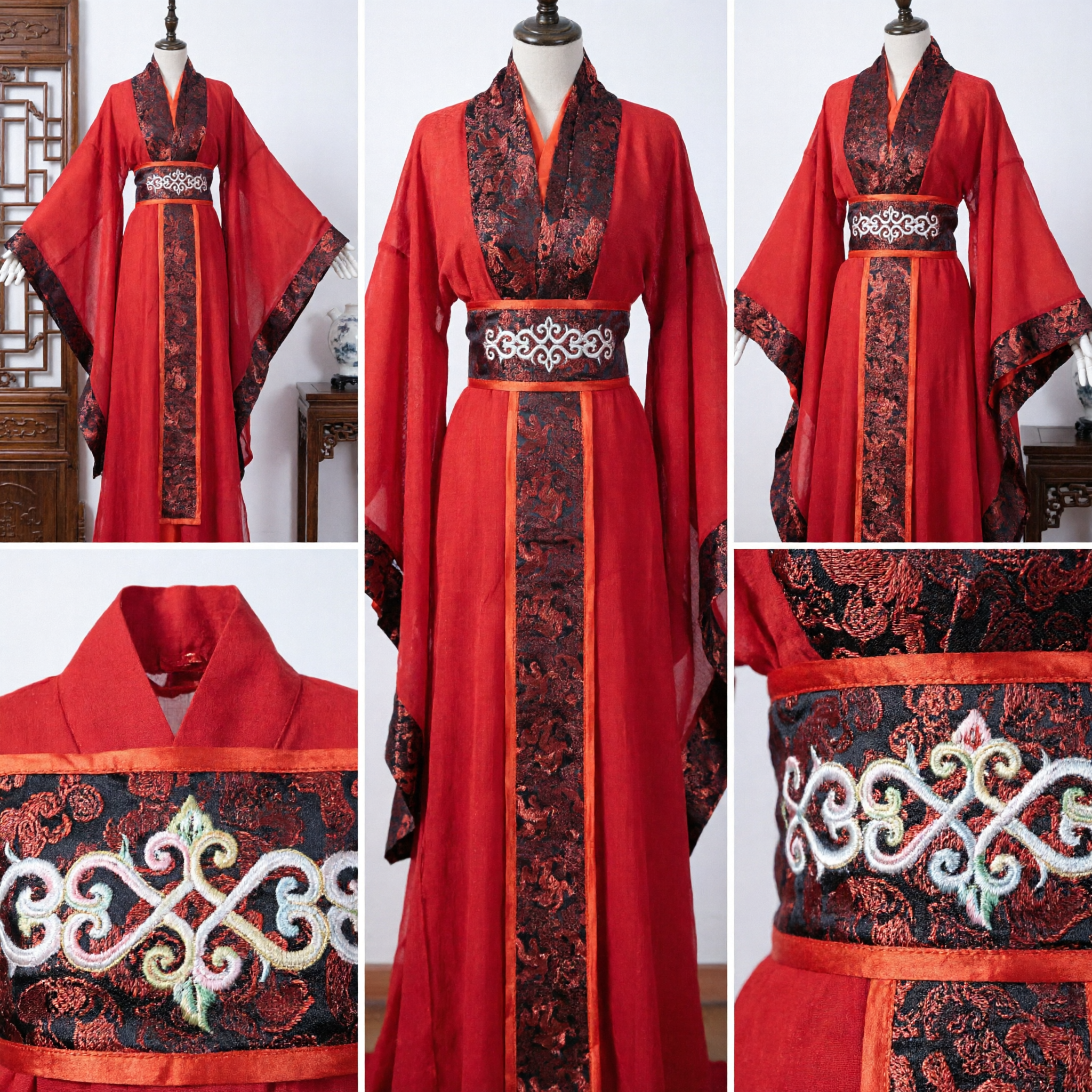 Women's Red Ancient Chinese Hanfu Dress Traditional Tang Dynasty Robe for Cosplay and Stage Performance - Asian Costume