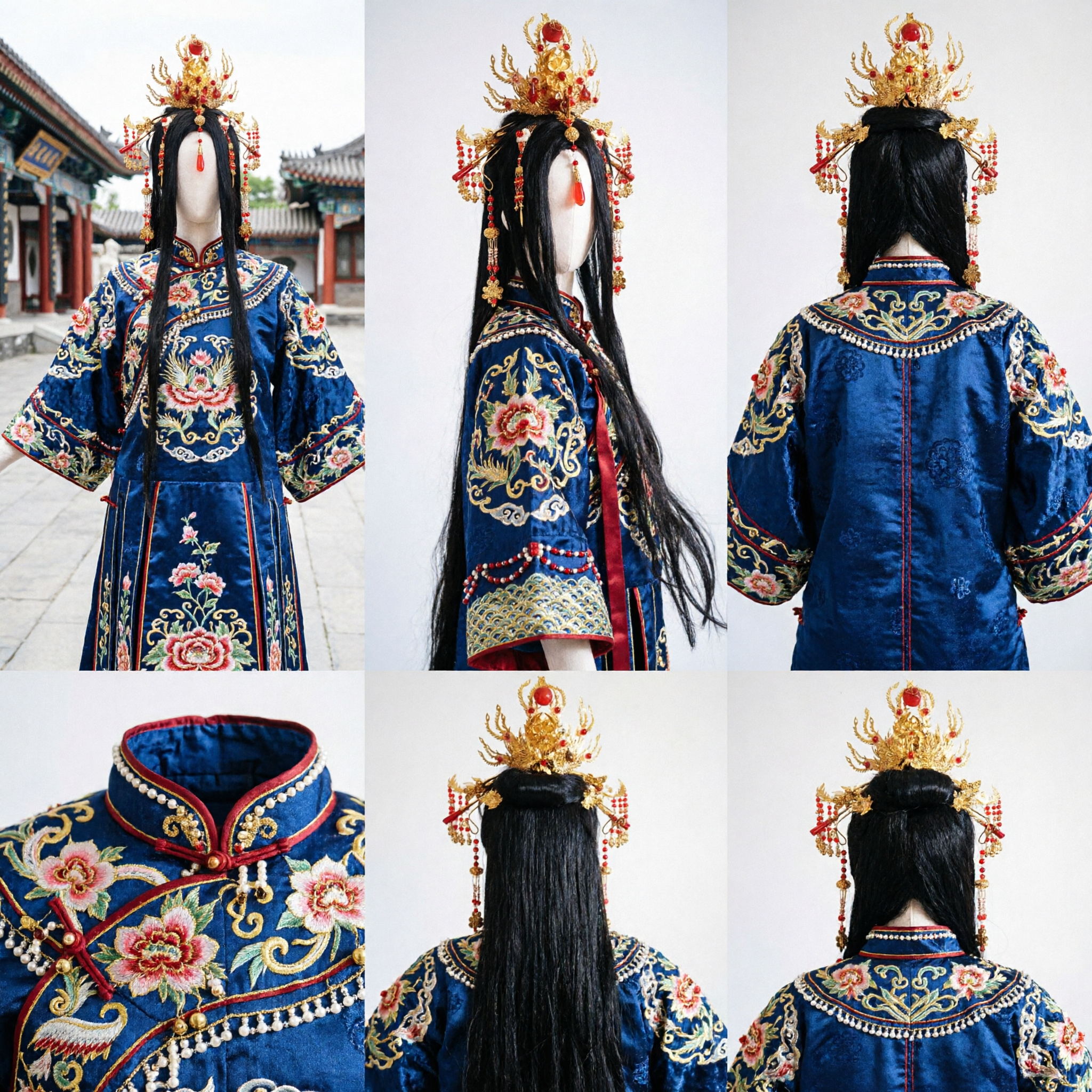 Exquisite Traditional Chinese Gold Phoenix Crown Headdress Ancient Bridal Hair Accessories for Wedding Hanfu - Asian Costume