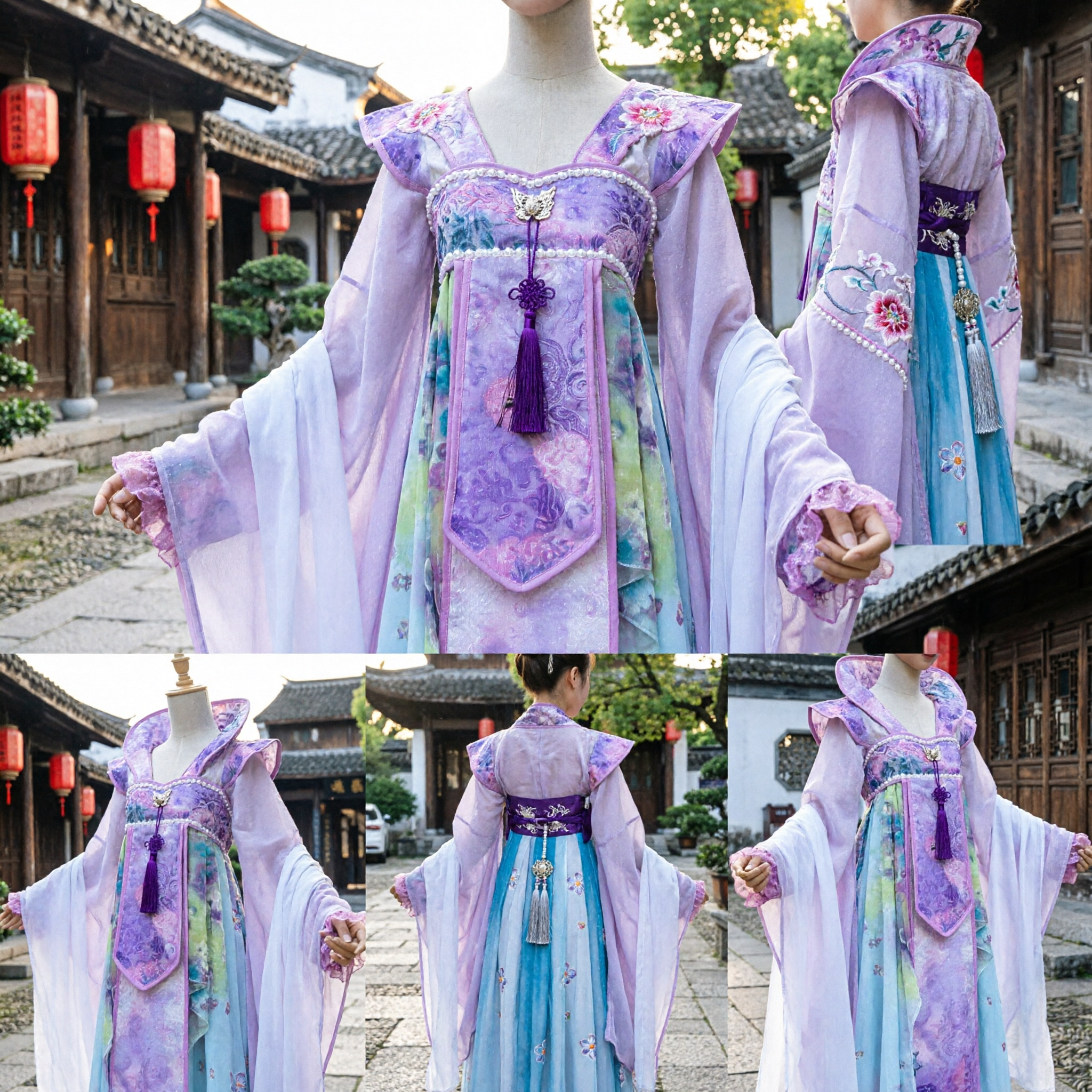 Traditional Chinese Purple Hanfu Costume Ancient Tang Dynasty Fairy Dress for Women Cosplay Stage Performance - Asian Costume