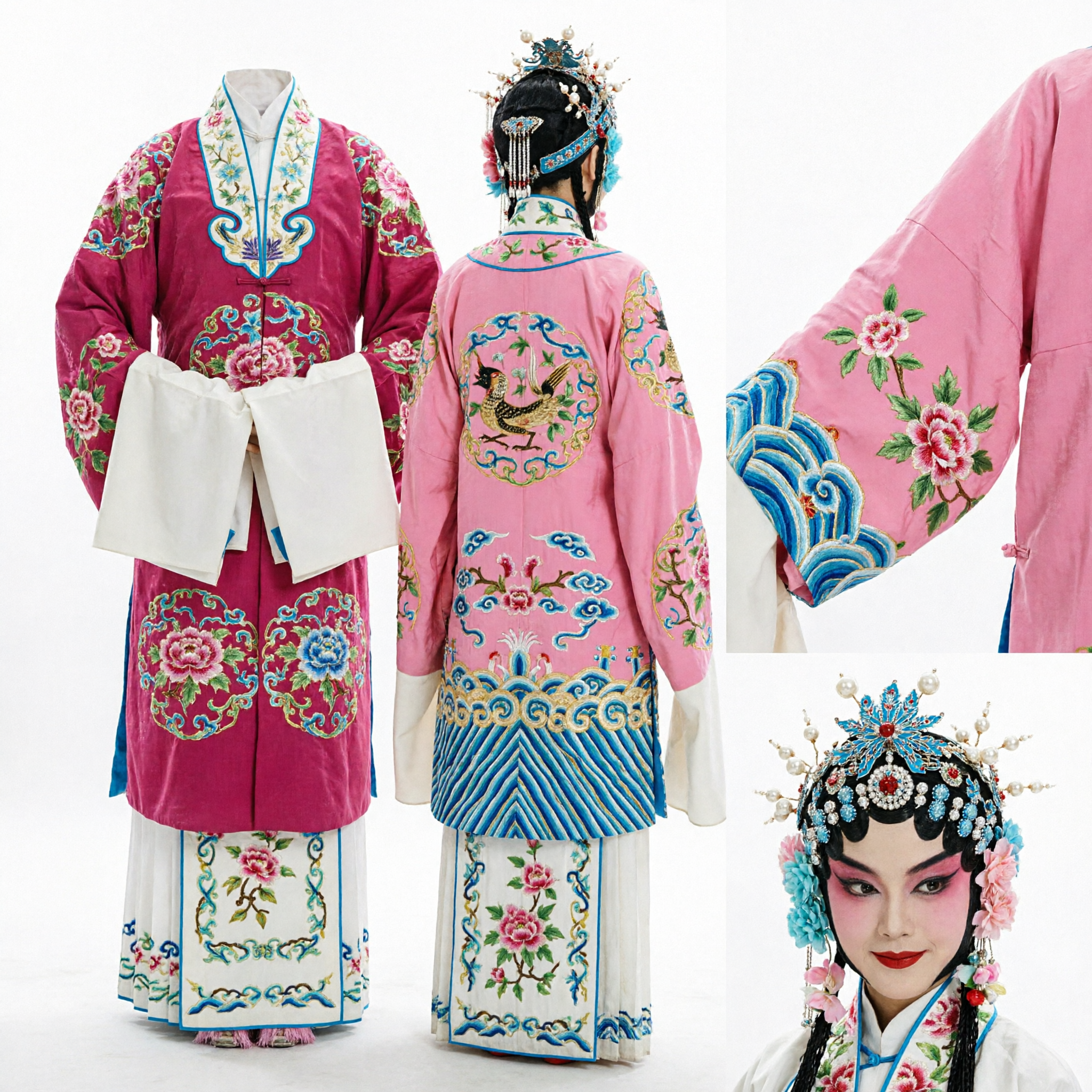 Traditional Embroidered Chinese Peking Opera Costumes Set for Kids and Adults with Headdress for Stage Performance - Asian Costume