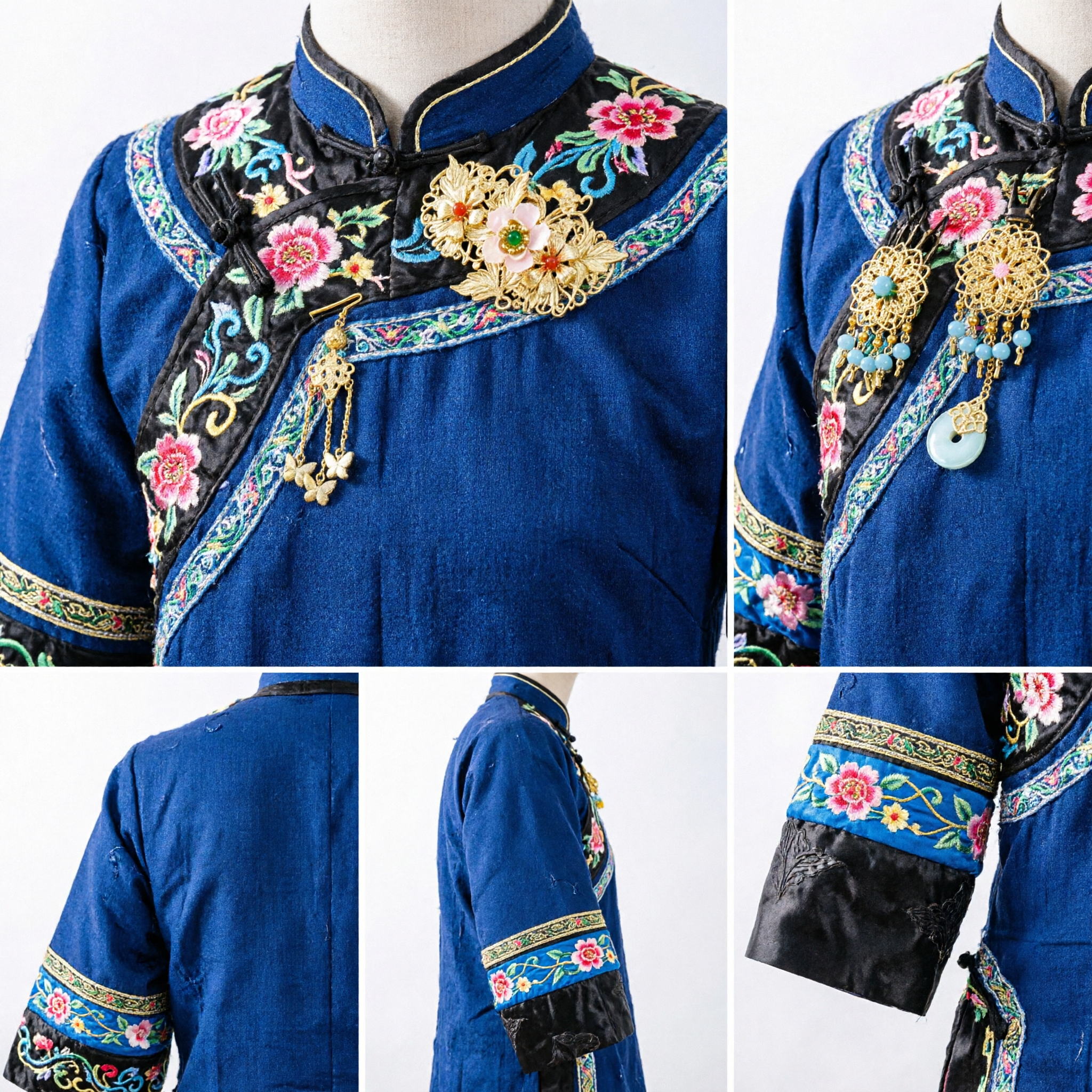 Exquisite Chinese Hanfu Hair Accessories Set Gold Butterfly Crown Tassel Hairpin Comb Earrings for Traditional Wedding - Asian Costume