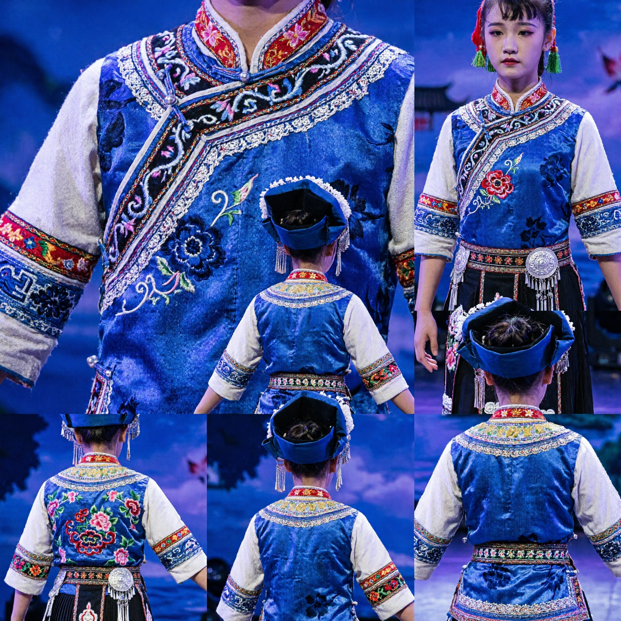 Complete Set Traditional Chinese Ethnic Minority Dance Costumes for Acrobatic Group Stage Performance - Asian Costume