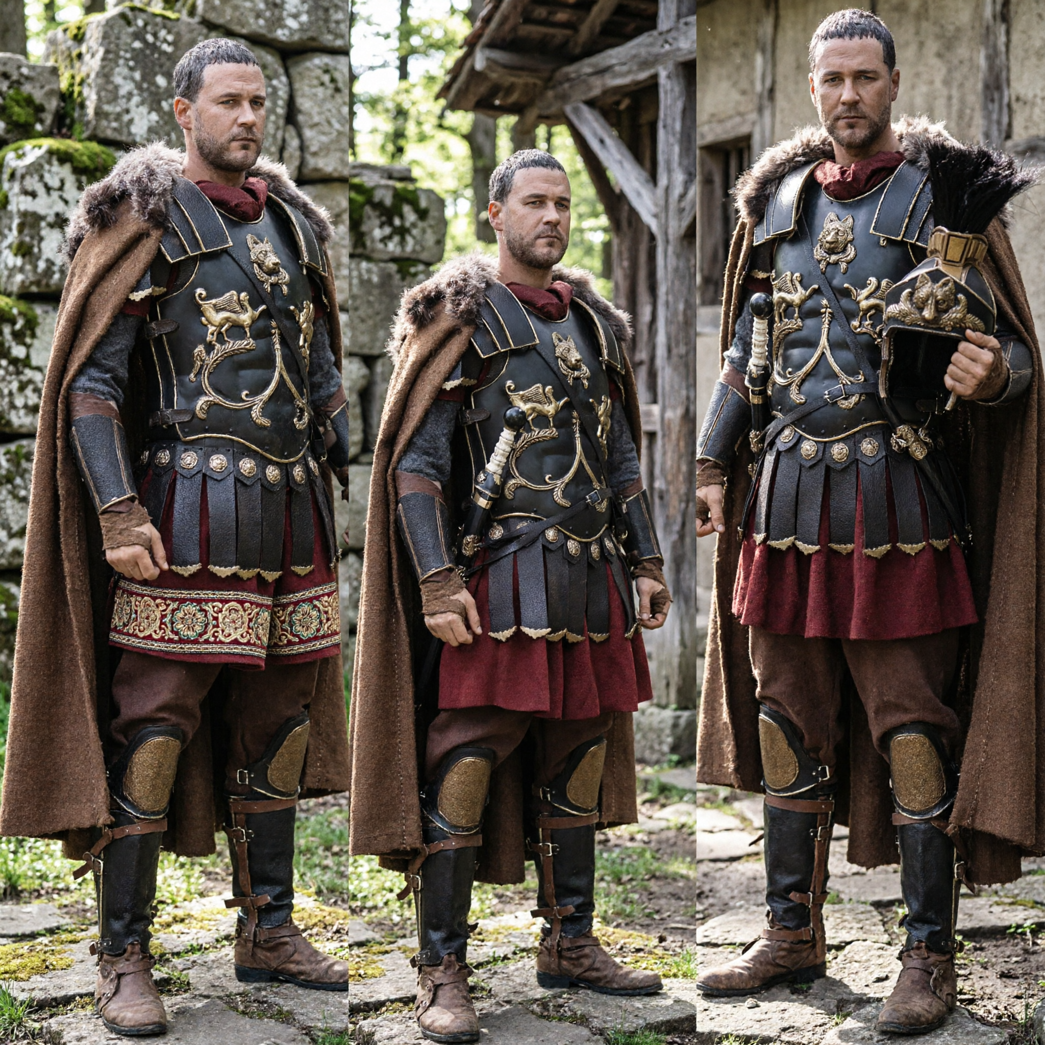 1/6 Scale Roman General Maximus Gladiator Action Figure with Detailed Armor and Helmet for Collectors - Asian Costume