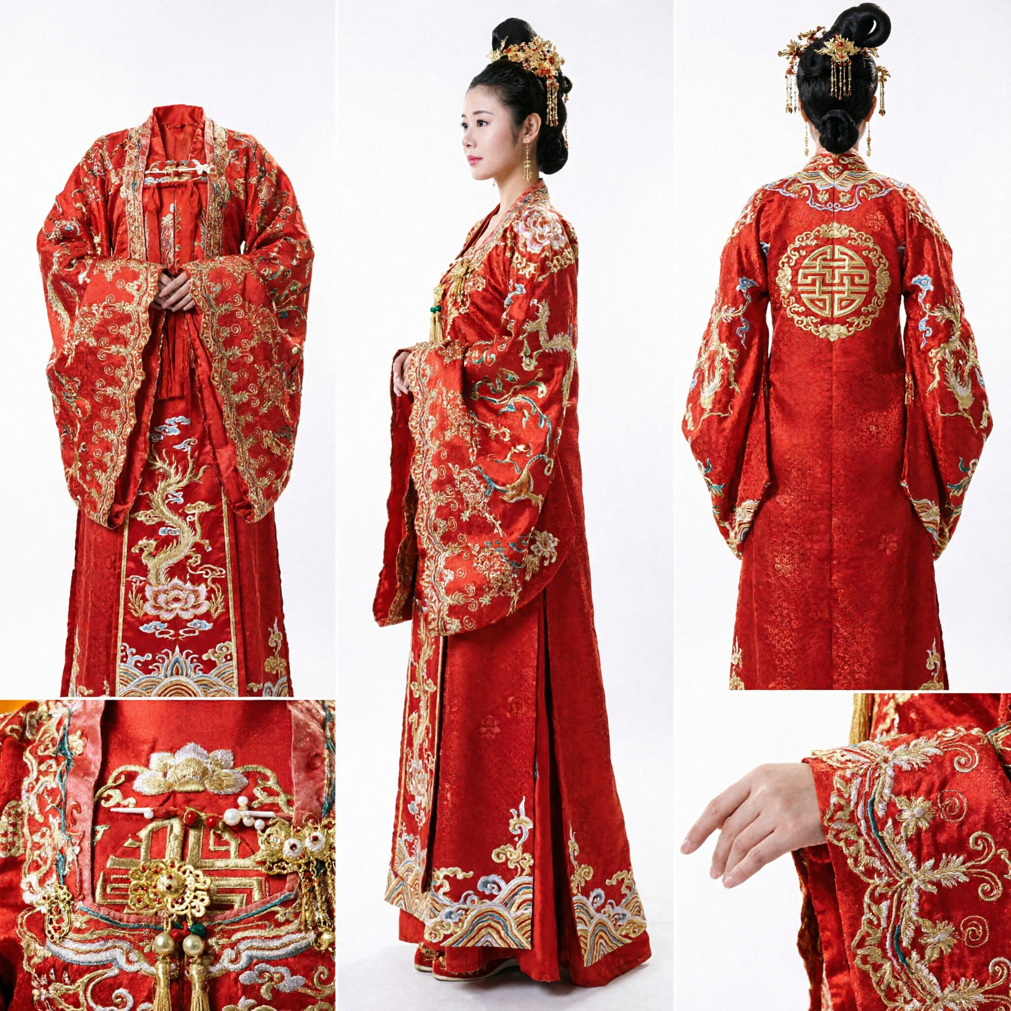 Ancient Chinese Empress Red Hanfu Costume Gold Embroidered Robe for Historical Drama Cosplay and Performance - Asian Costume