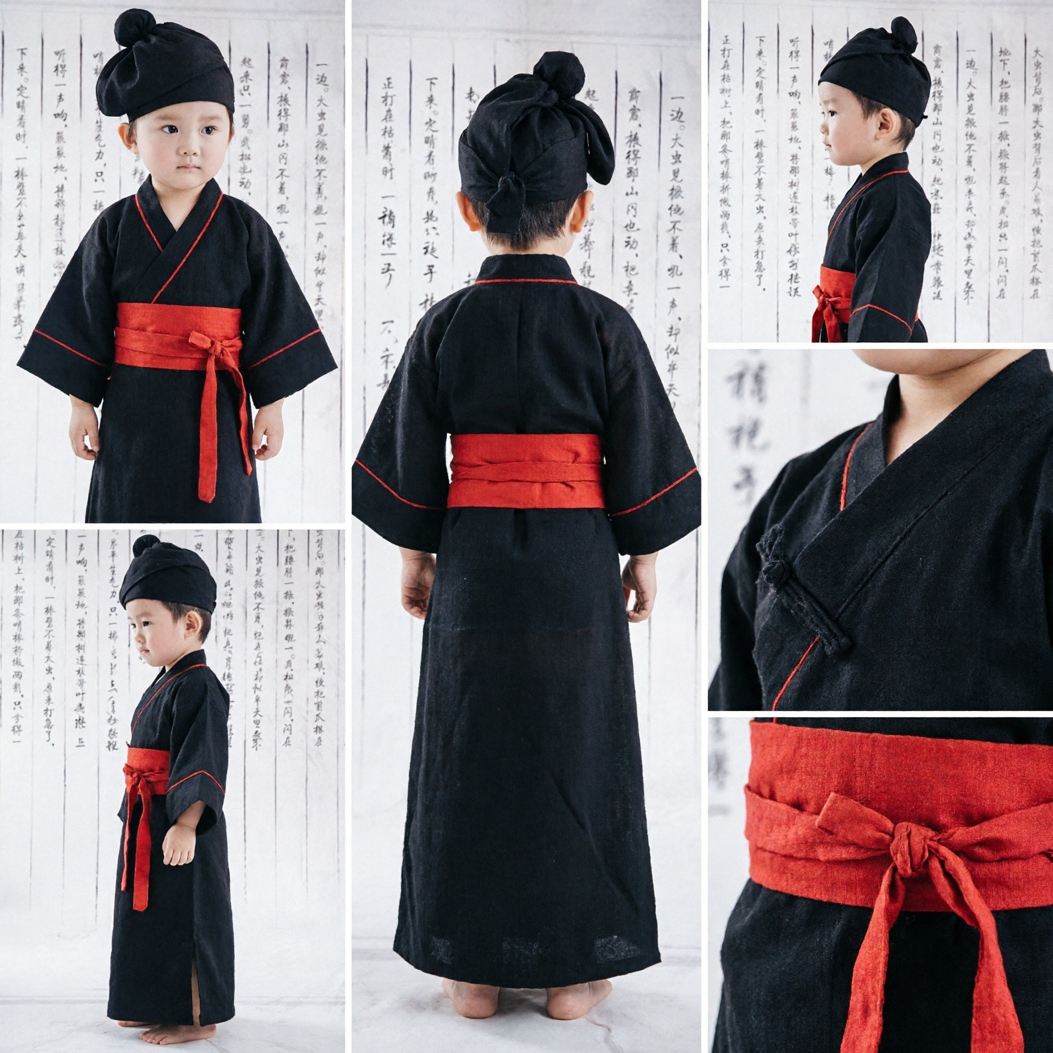 Kids Traditional Chinese Wu Song Costume Black Hanfu Robe Set with Tiger Prop for Boys Cosplay - Asian Costume
