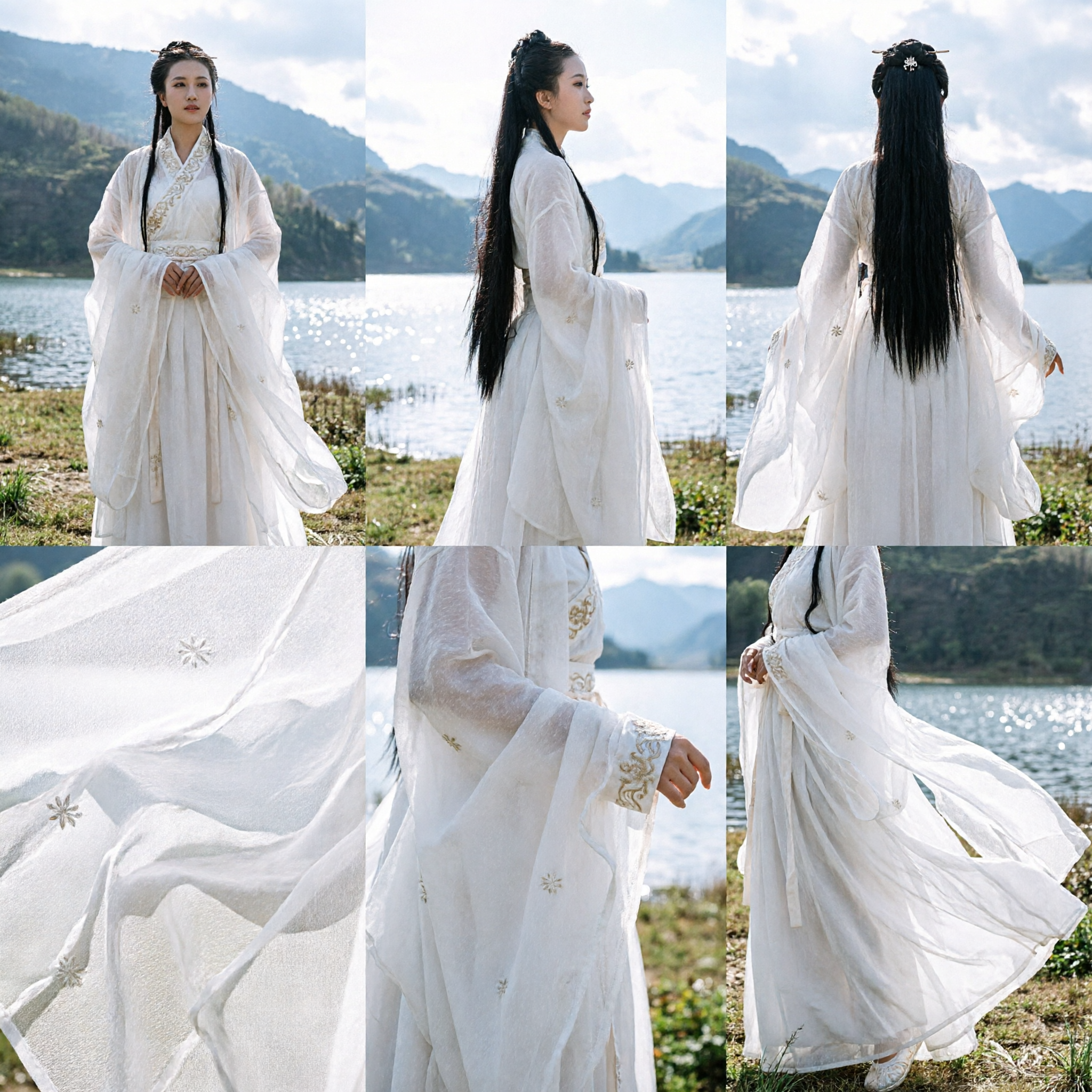 Elegant White Ancient Chinese Hanfu Costume Traditional Fairy Dress for Women Cosplay and Photography - Asian Costume