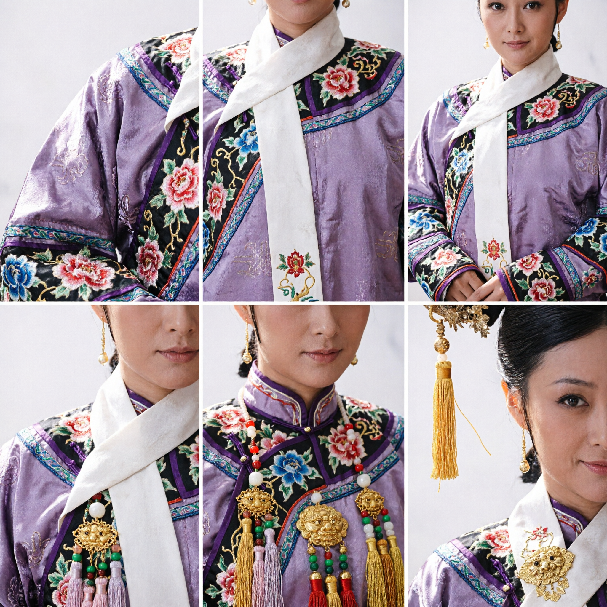 Traditional Ancient Chinese Qing Dynasty Princess Wig Hairpiece with Gold Ornaments for Women Hanfu Cosplay - Asian Costume