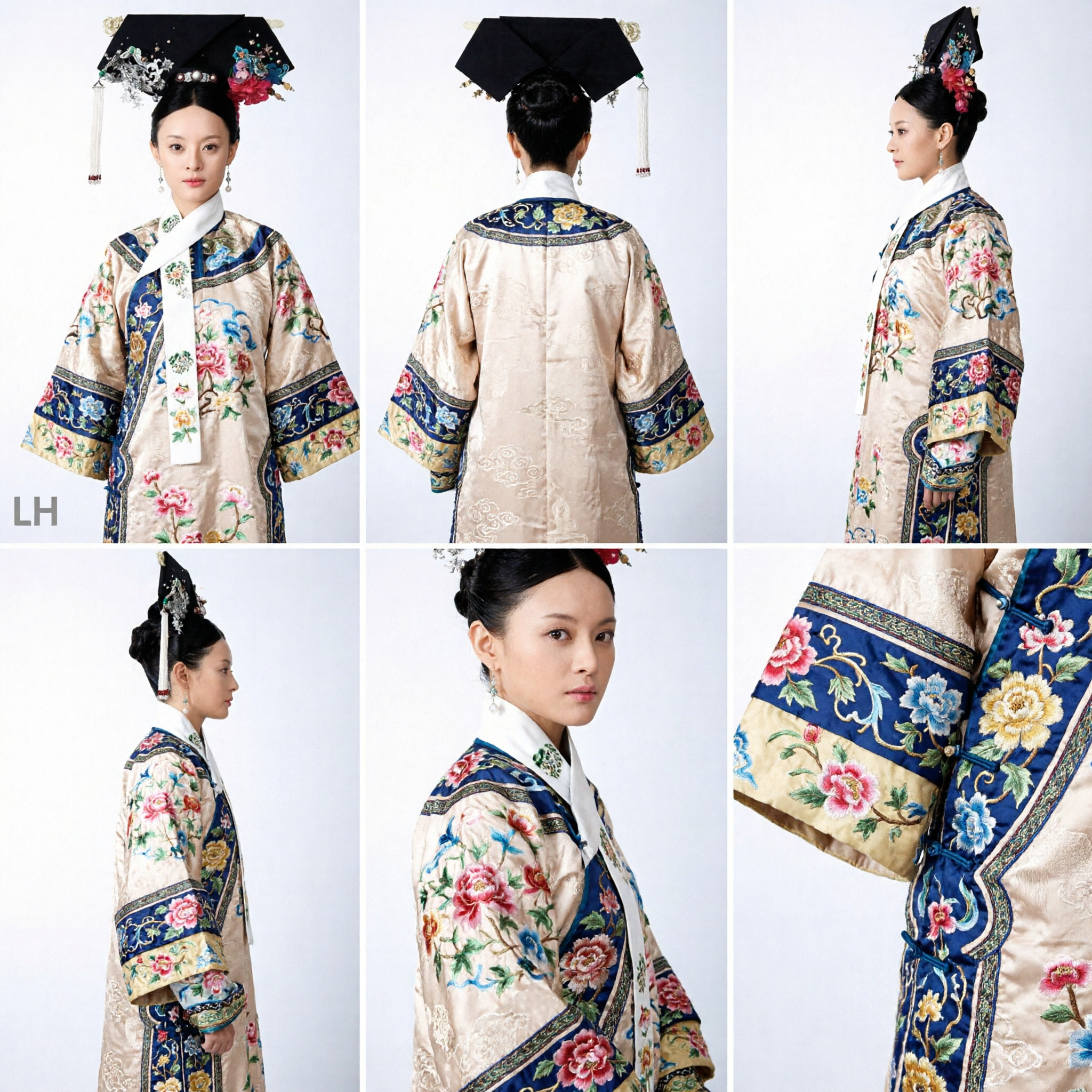 Exquisite Qing Dynasty Manchu Empress Headdress Traditional Chinese Palace Hairpiece with Floral Ornaments for Women - Asian Costume