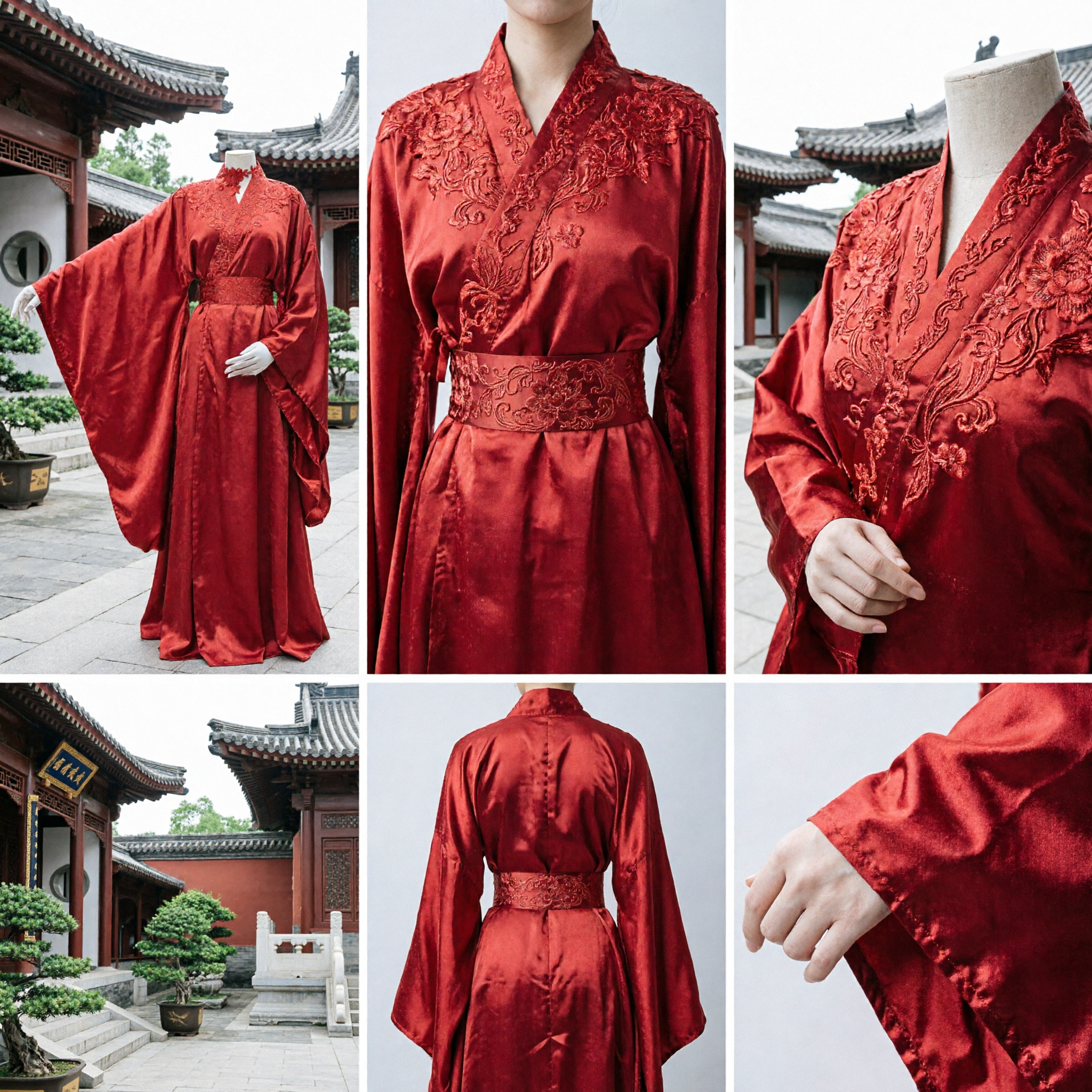 Elegant Red Chinese Traditional Hanfu Wedding Dress Embroidered Ancient Costume for Women Ceremonial Wear - Asian Costume
