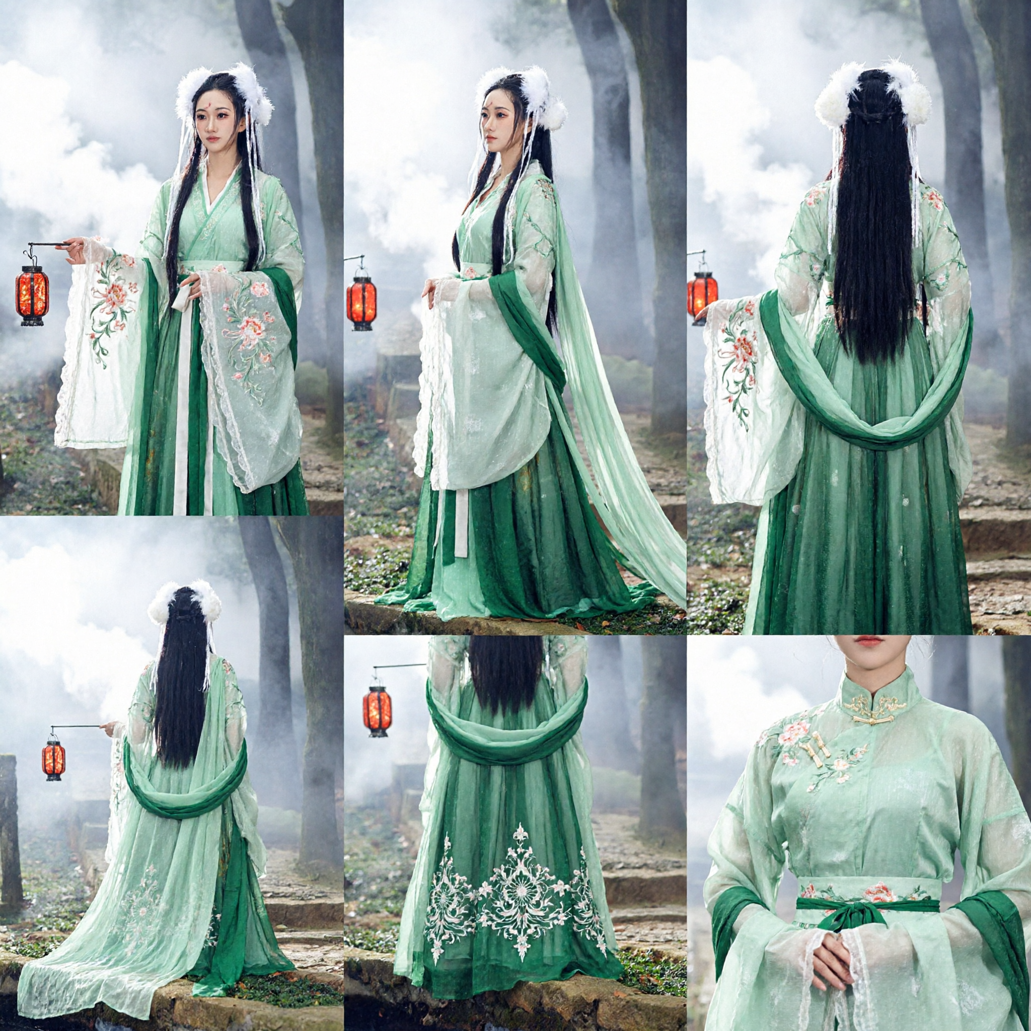Traditional Ancient Chinese Green Hanfu Fairy Costume Princess Dress for Women Cosplay Performance - Asian Costume