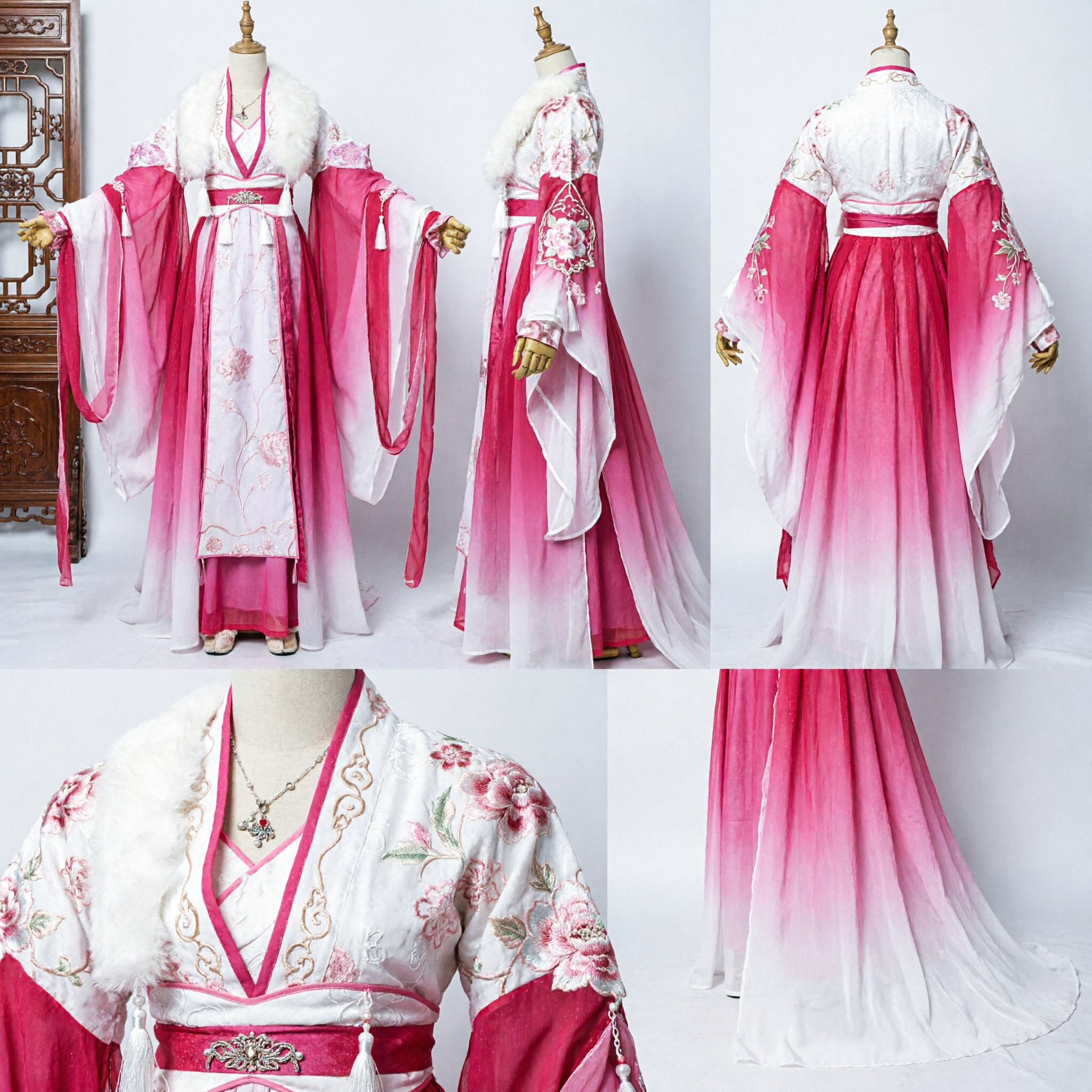 Ancient Chinese Tang Dynasty Princess Hanfu Costume Pink Ombre Fairy Robe for Women Cosplay and Performance - Asian Costume
