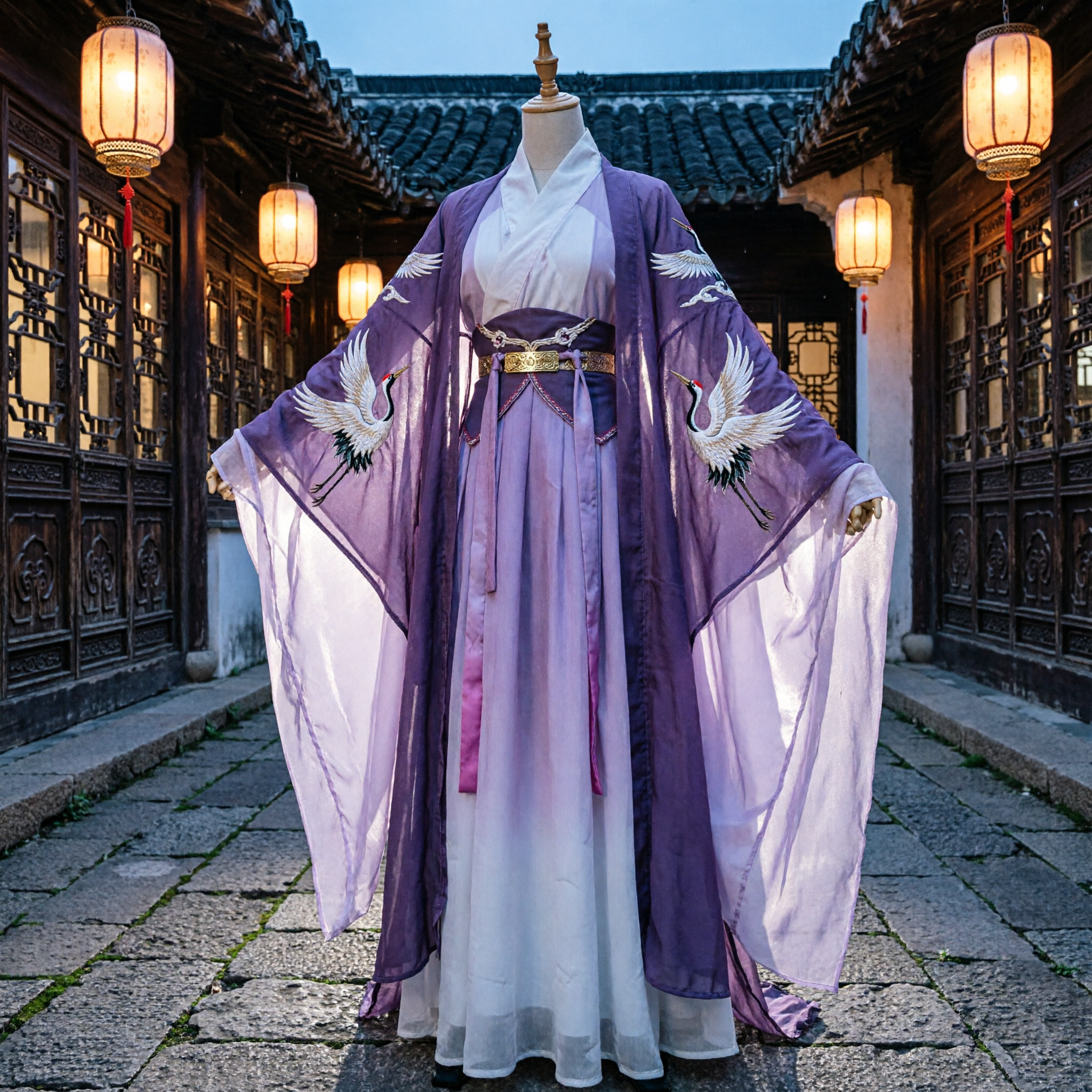 Traditional Chinese Purple Gradient Hanfu Ancient Costume Tang Dynasty Dress for Women Cosplay Performance - Asian Costume