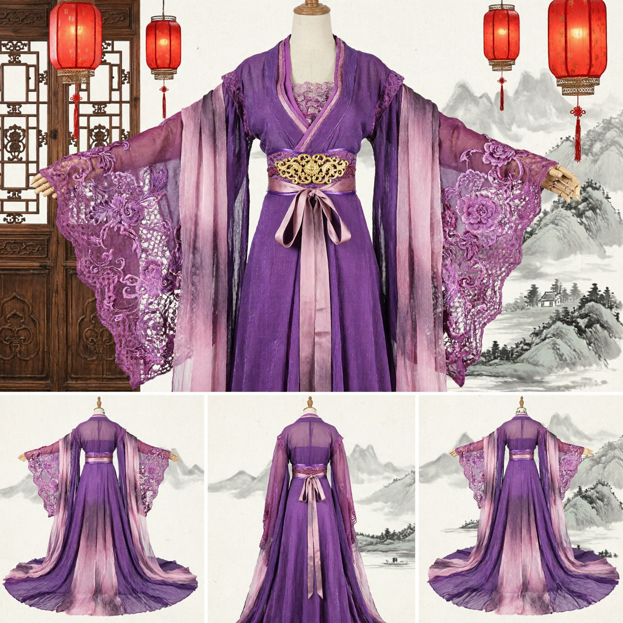 Traditional Chinese Purple Hanfu Tang Dynasty Palace Princess Dress Ancient Costume for Women Cosplay Performance - Asian Costume