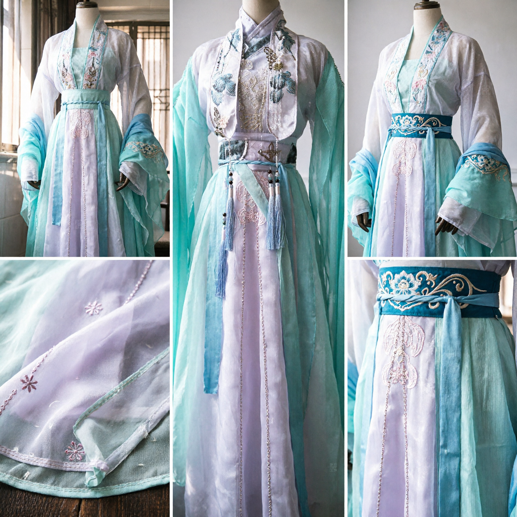 Traditional Chinese Hanfu Ancient Costume Green Wide Sleeve Robe for Men Women Cosplay Drama - Asian Costume