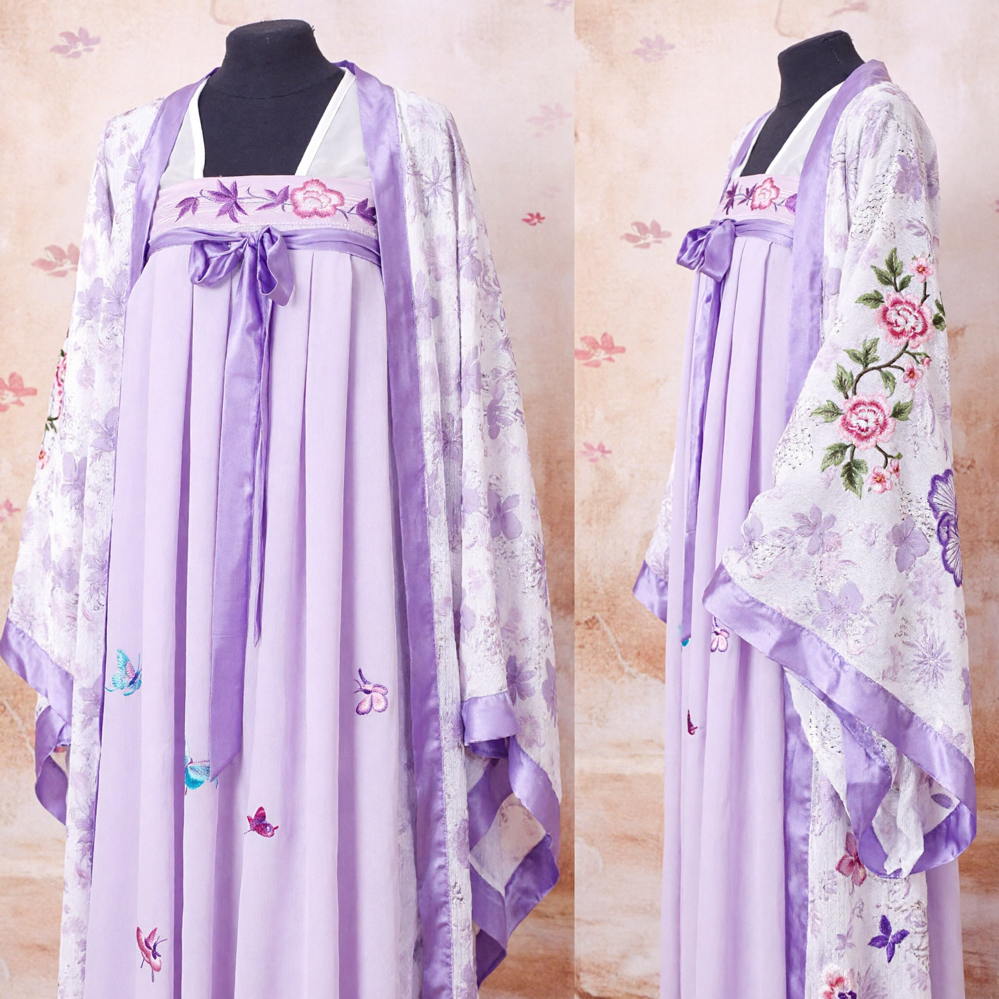 Elegant Purple Hanfu Traditional Chinese Ancient Costume Floral Embroidery Fairy Dress for Women Cosplay - Asian Costume