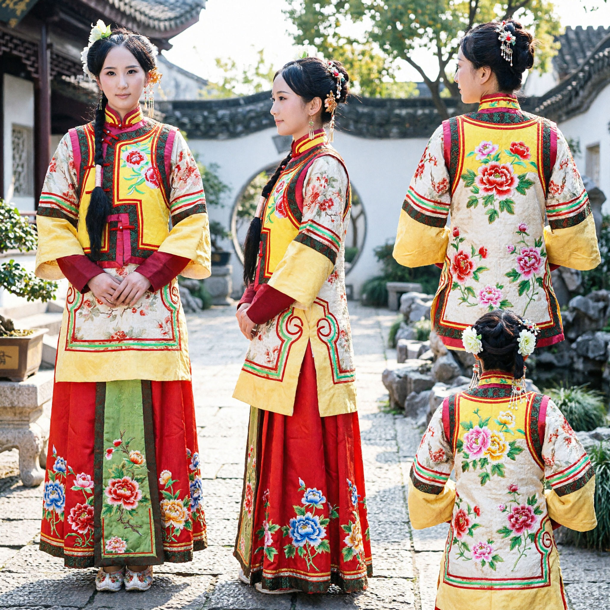 Elegant Yellow Traditional Chinese Qing Dynasty Manchu Princess Costume Embroidered Ancient Clothing for Women - Asian Costume