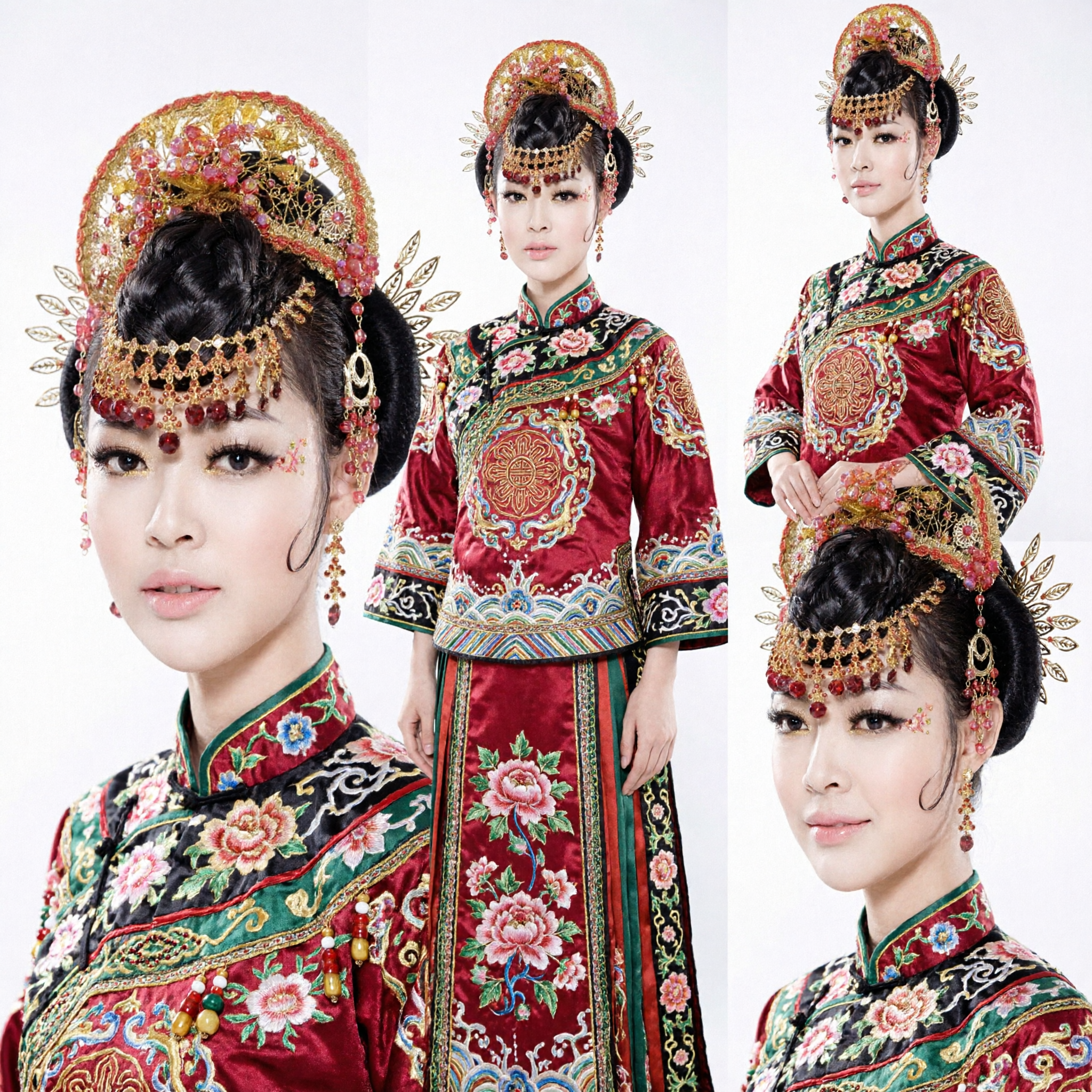 Exquisite Ancient Chinese Bridal Hair Jewelry Set Traditional Hanfu Wedding Phoenix Crown Headdress for Brides - Asian Costume