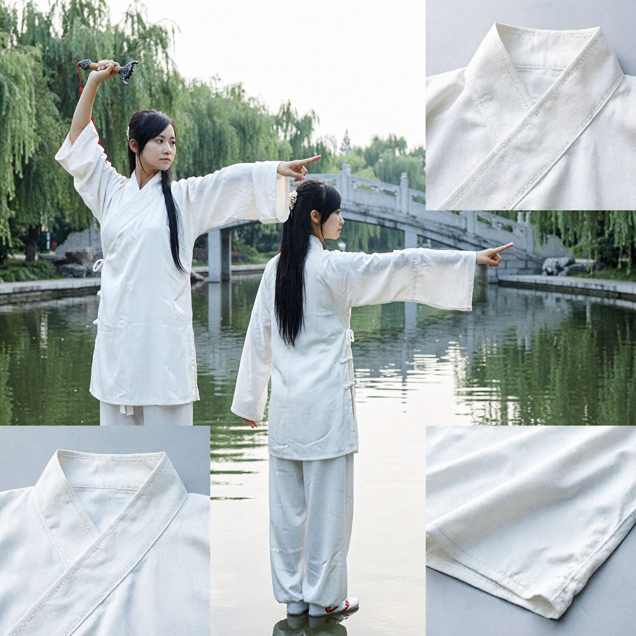Traditional White Kung Fu Uniform for Women Tai Chi Wushu Costume Martial Arts Training Performance Suit - Asian Costume