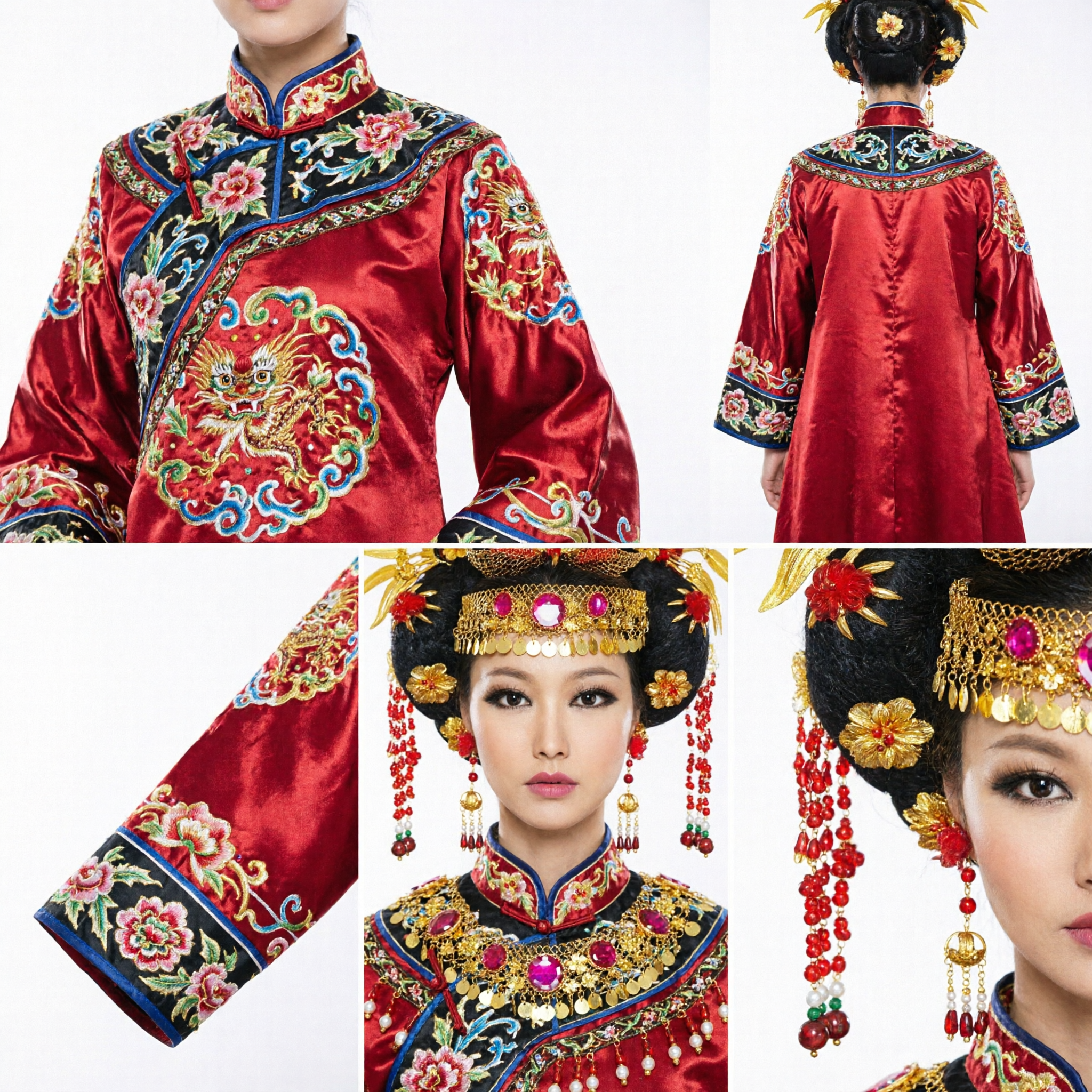 Exquisite Traditional Chinese Ancient Empress Phoenix Crown Headdress with Gold Filigree for Wedding and Stage Performance - Asian Costume