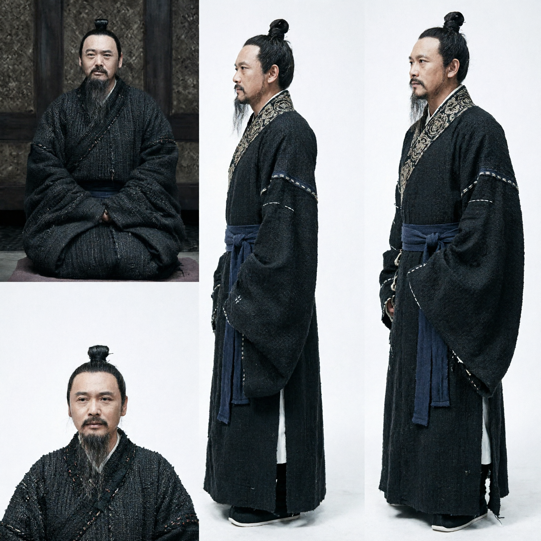 Ancient Chinese Black Hanfu Robe Traditional Scholar Confucius Costume for Men Historical Performance - Asian Costume