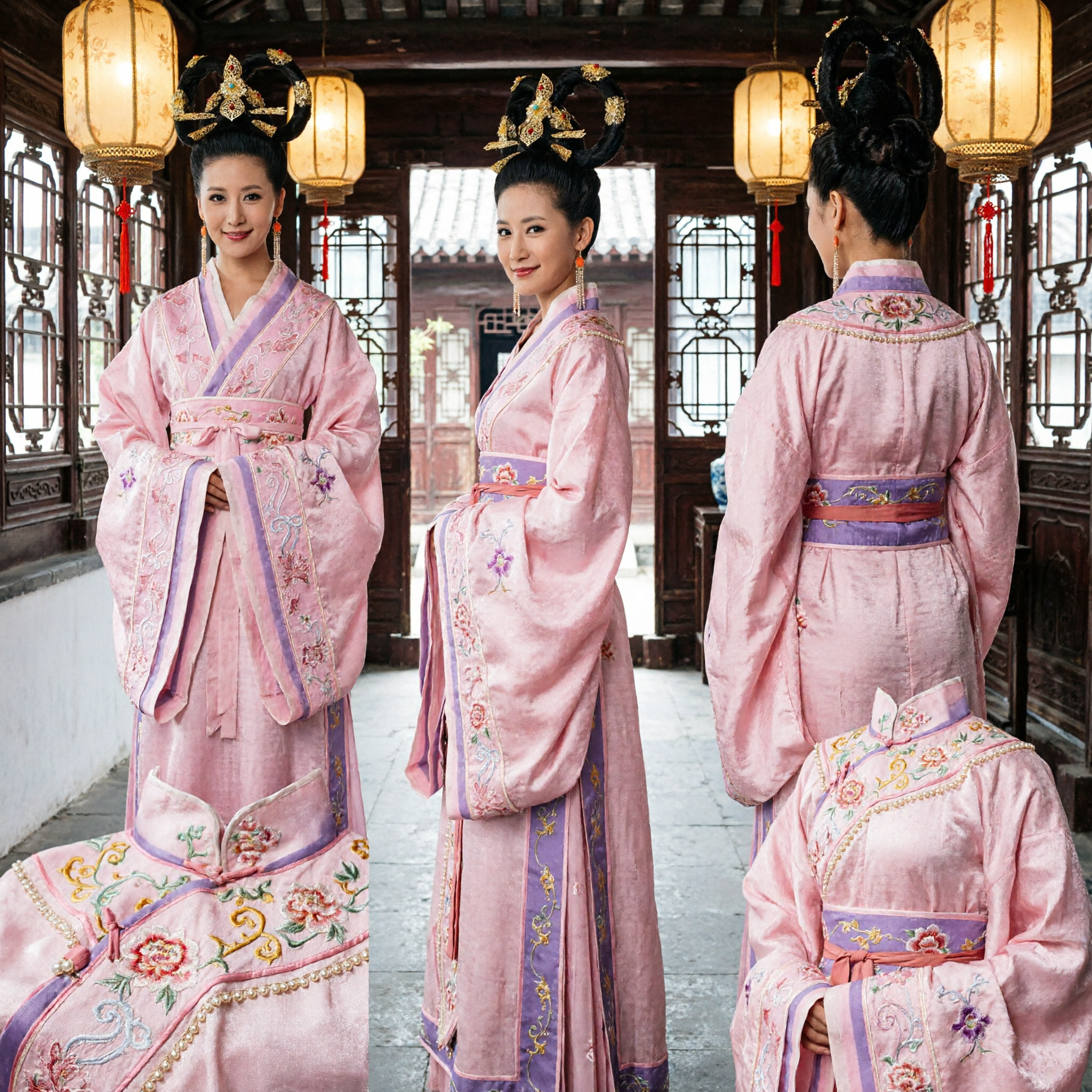 Traditional Chinese Ancient Princess Wig with Gold Ornaments for Women Hanfu Cosplay and Stage Performance - Asian Costume