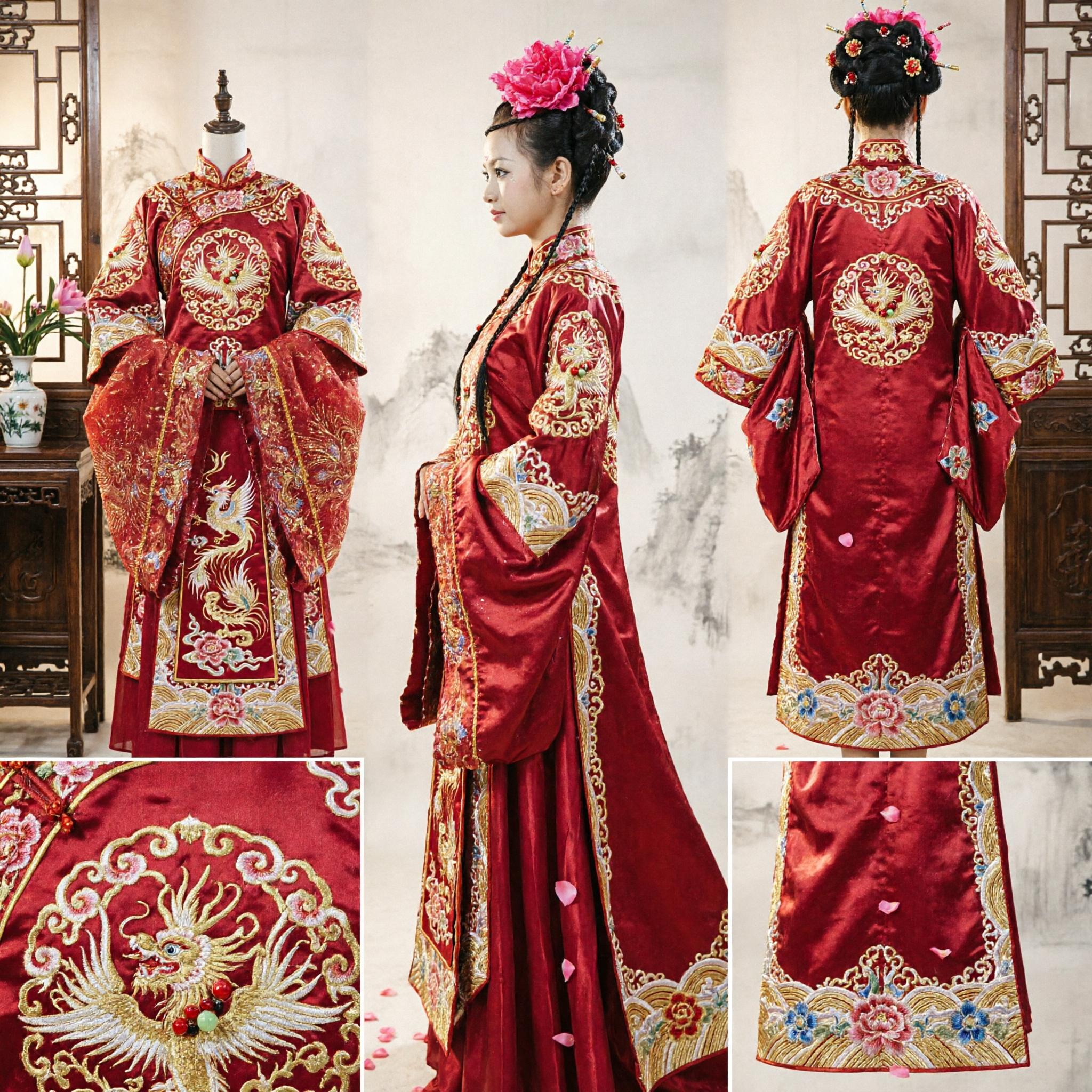Traditional Chinese Red Hanfu Dress for Girls Tang Dynasty Palace Style Folk Dance Performance Costume - Asian Costume