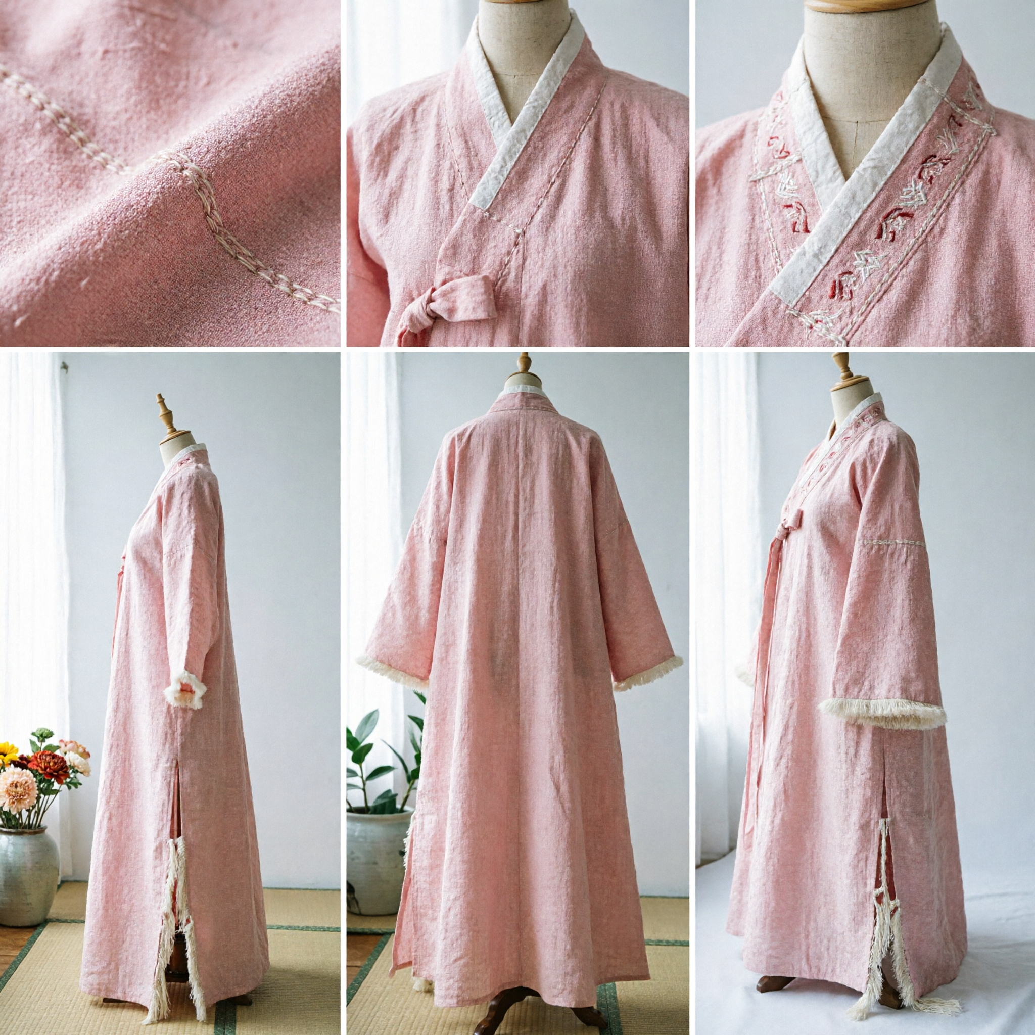 Long Pink Traditional Chinese Hanfu Cloak Winter Fur Hooded Cape Brocade Outerwear for Women Cosplay - Asian Costume