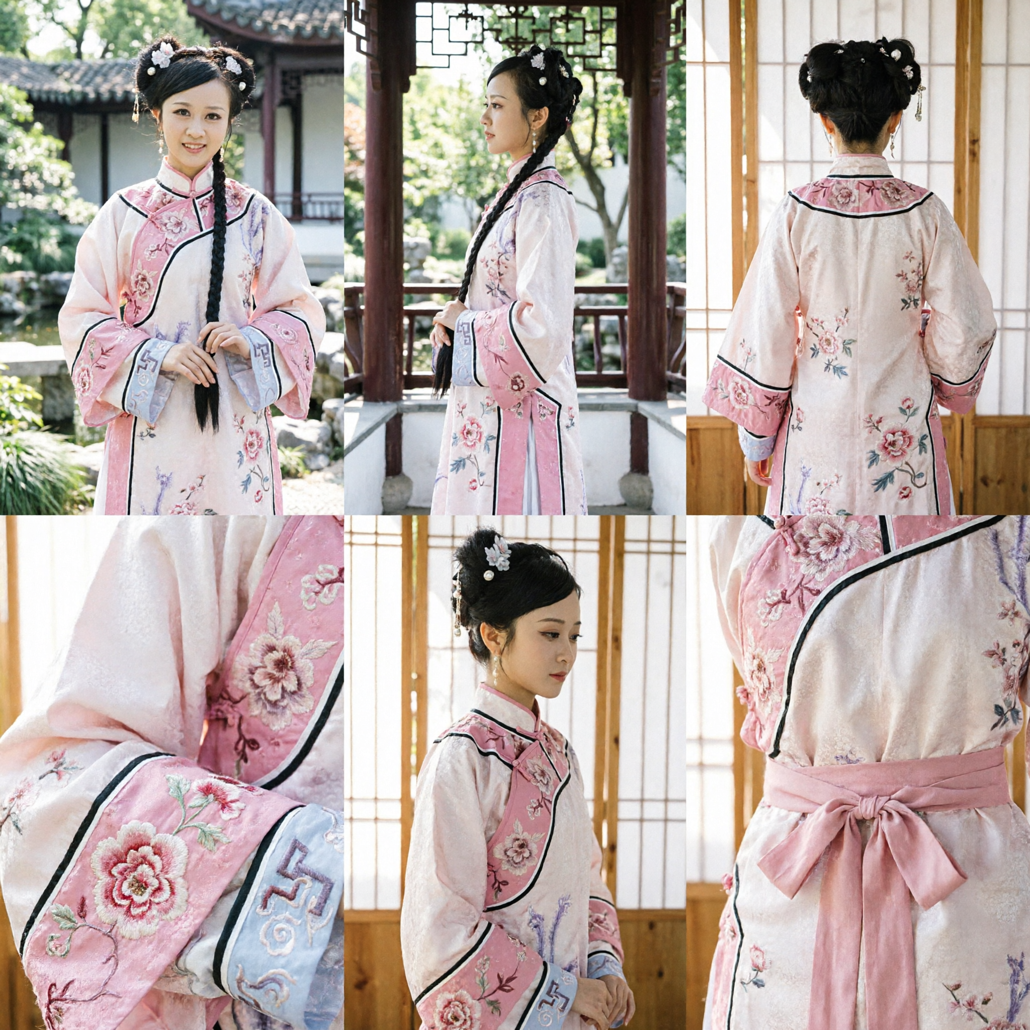 Traditional Chinese Ancient Costume Pink Embroidered Hanfu Dress Qing Dynasty Princess Outfit for Women - Asian Costume