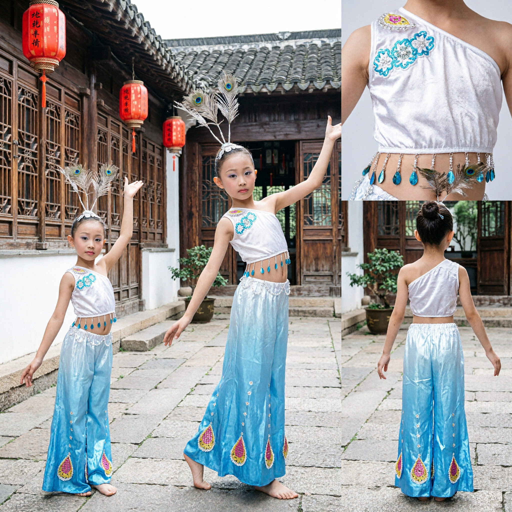 Children Dai Ethnic Peacock Dance Costume Girls Traditional Chinese Folk Stage Performance Outfit - Asian Costume
