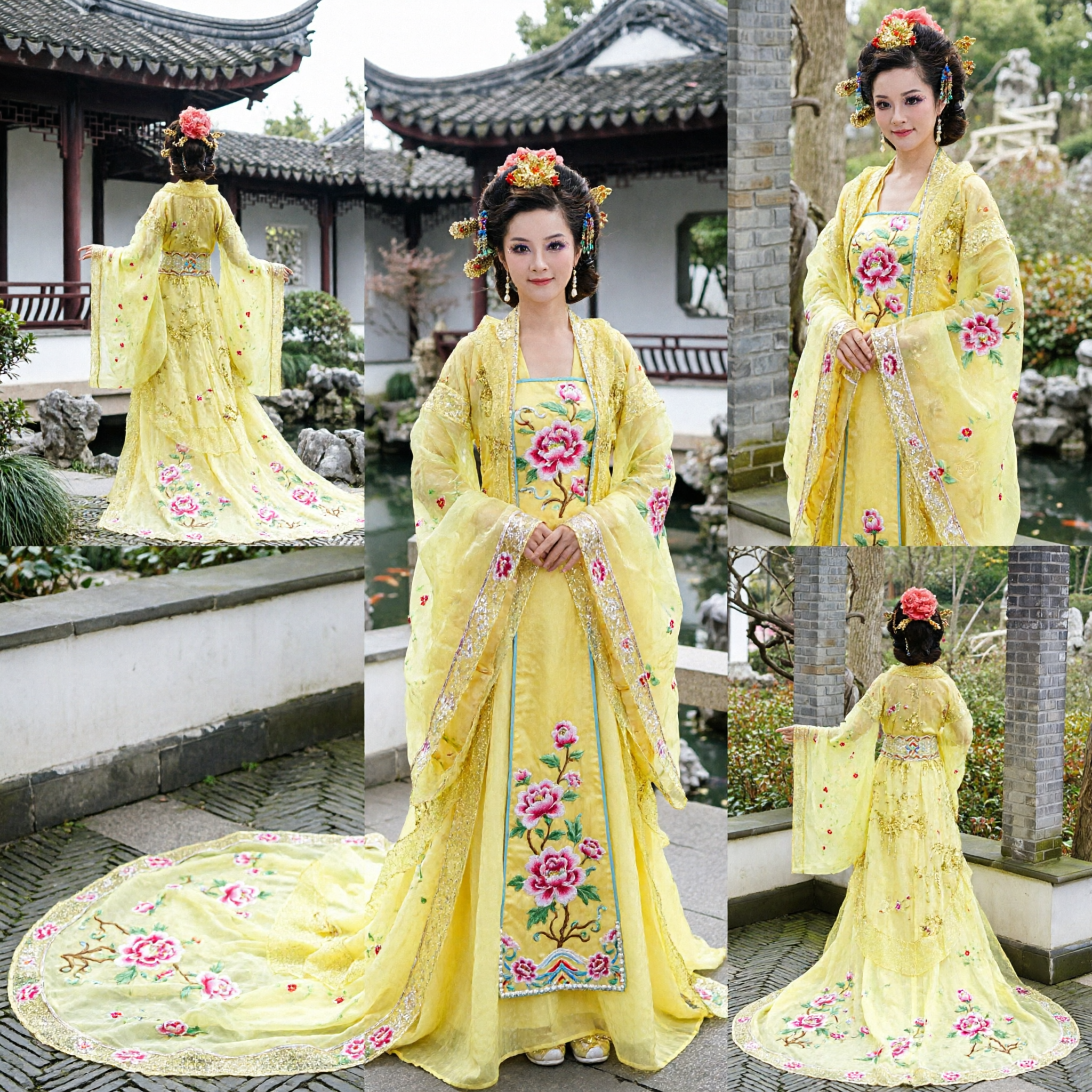 Ancient Chinese Princess Costume Yellow Tang Dynasty Palace Lady Hanfu Dress for Women Dance Performance - Asian Costume